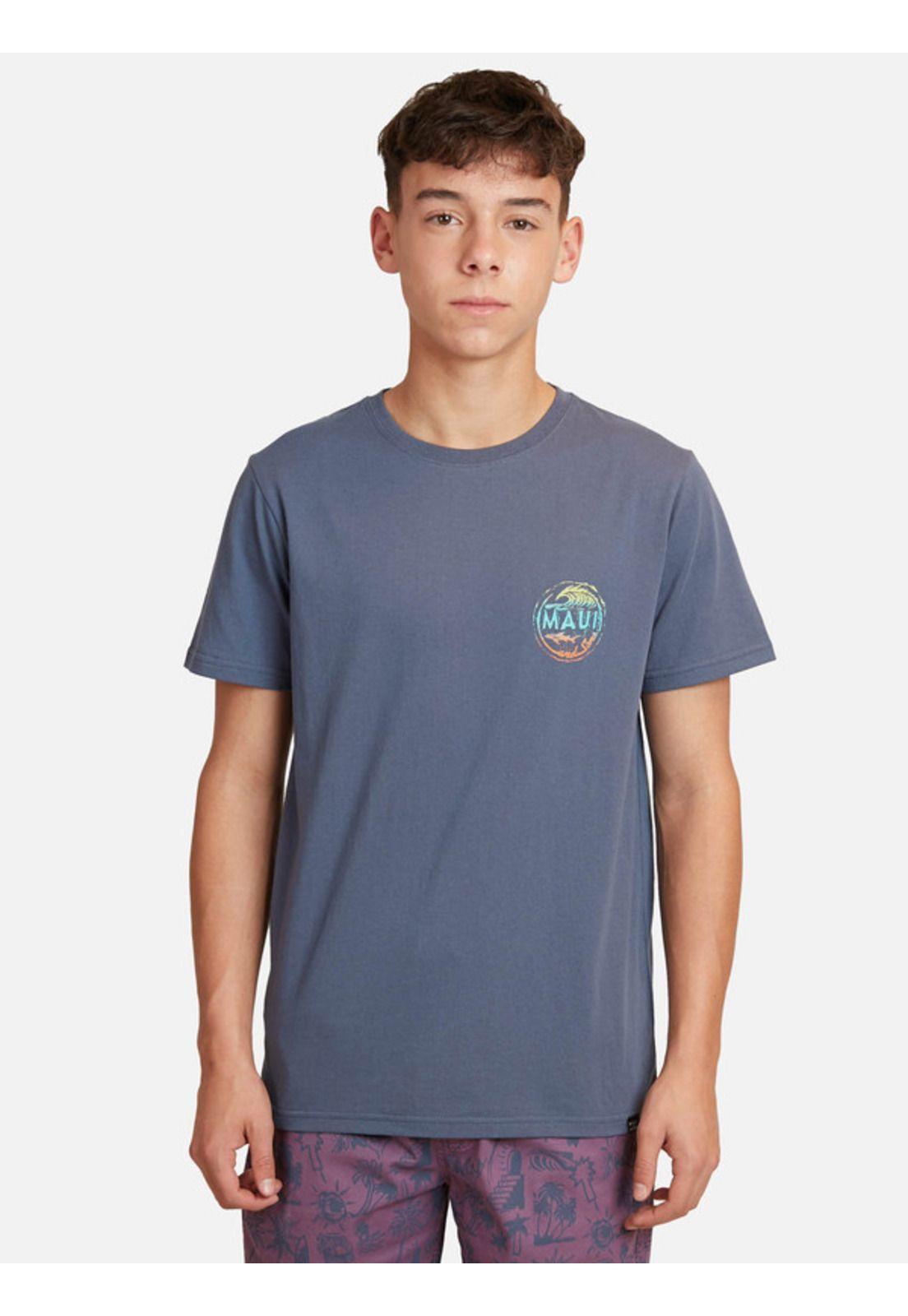 Polera Wave Sketch Yng Juvenil Hombre Azul Maui And Sons-0