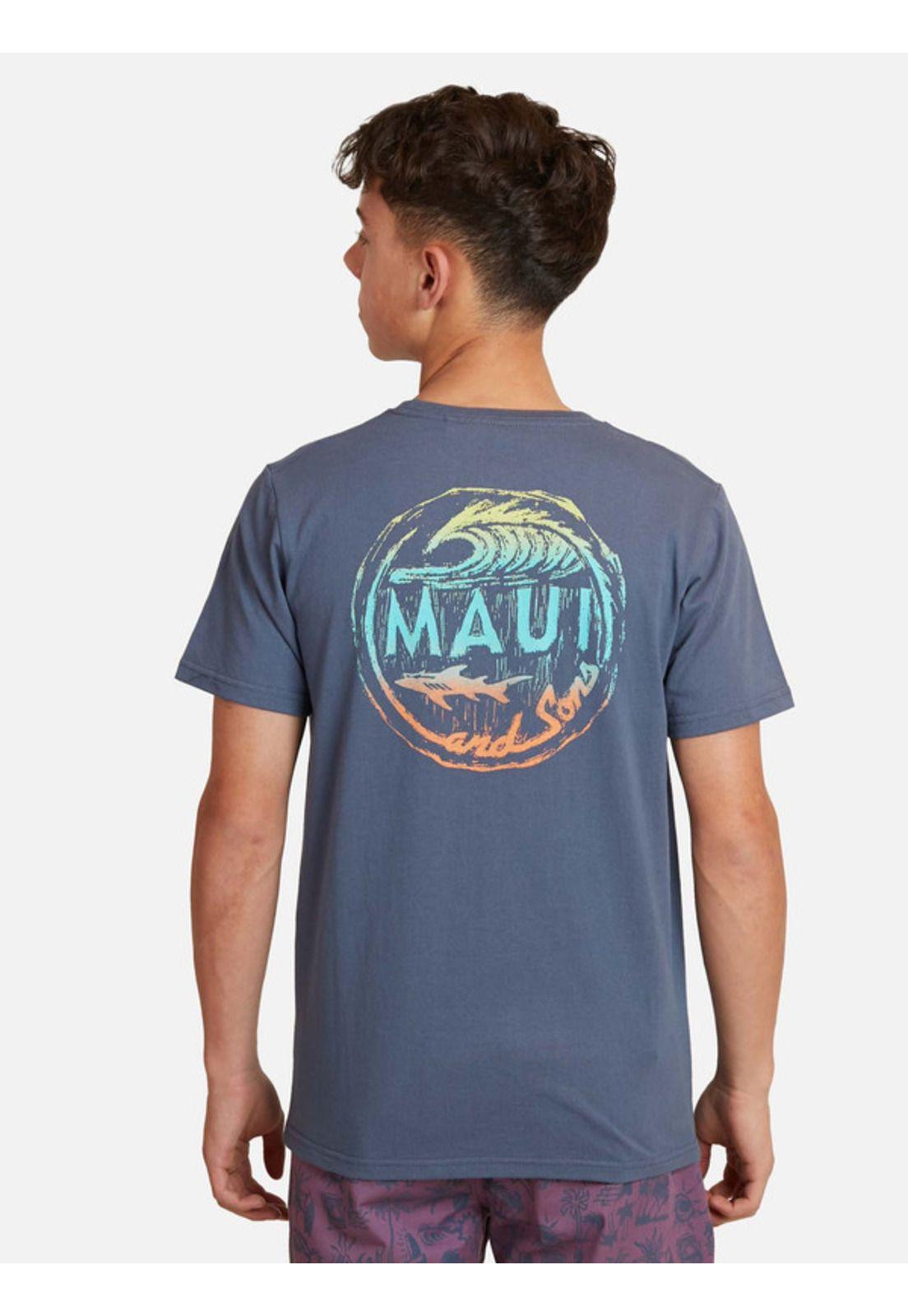 Polera Wave Sketch Yng Juvenil Hombre Azul Maui And Sons-1