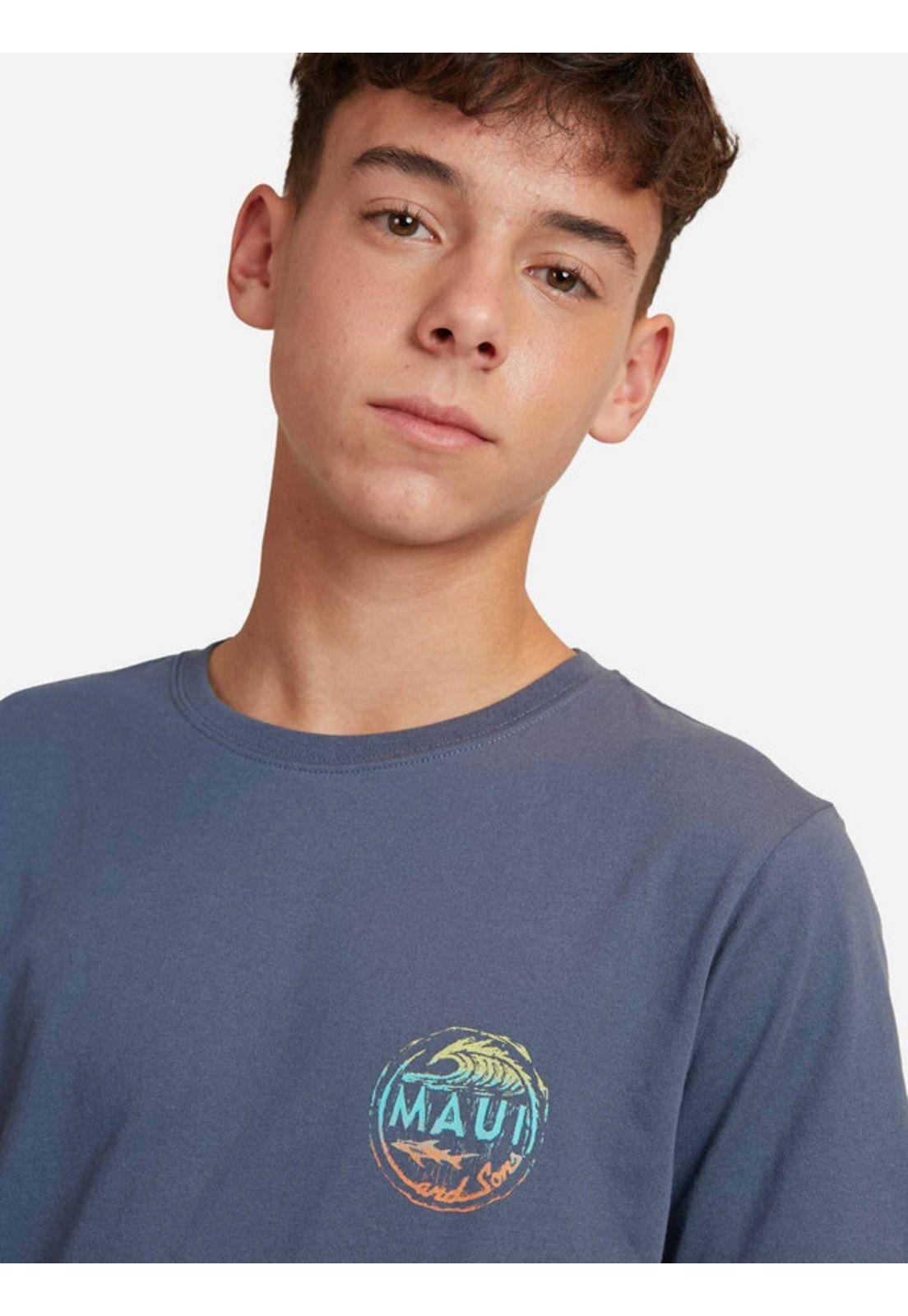 Polera Wave Sketch Yng Juvenil Hombre Azul Maui And Sons-2