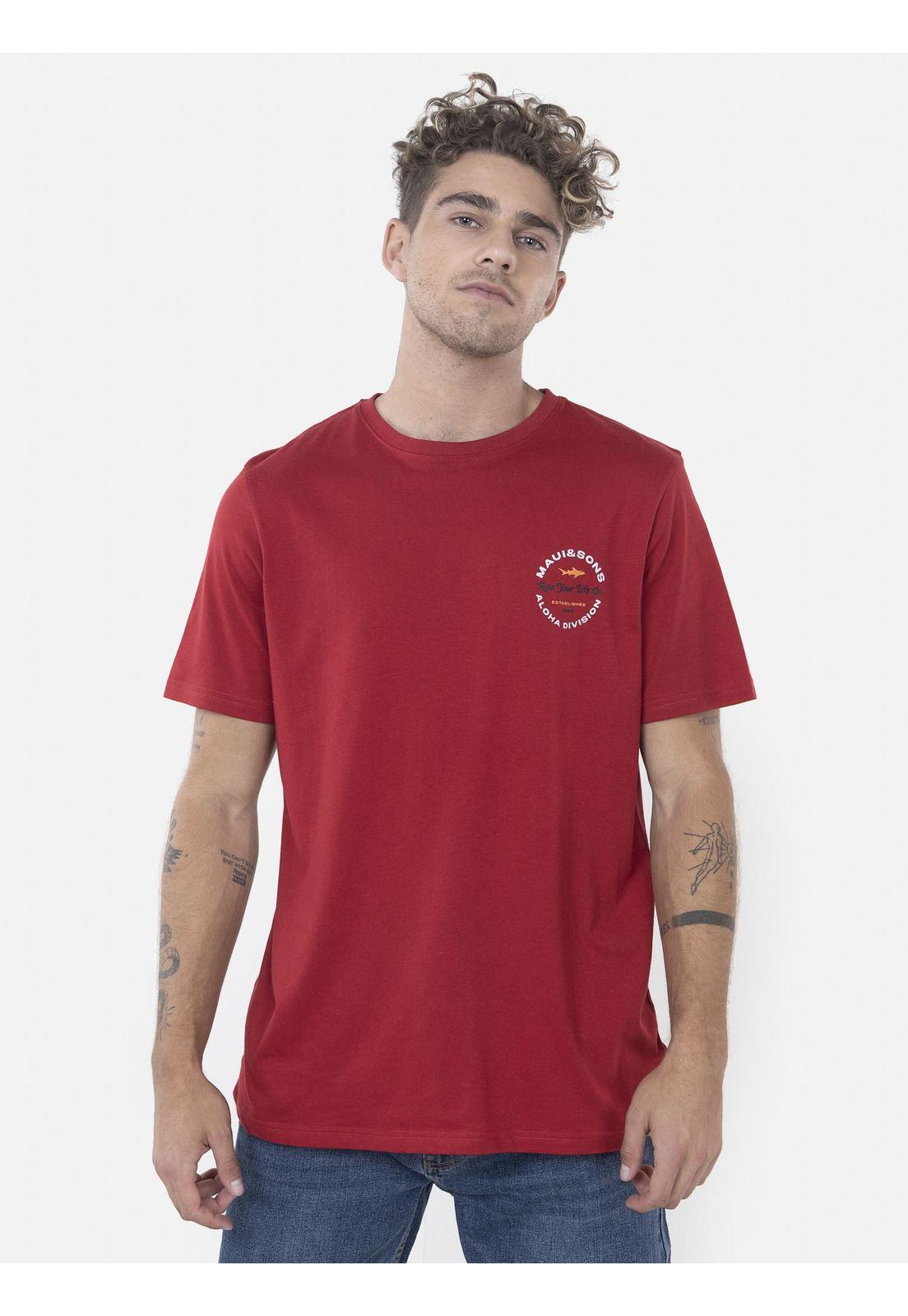 Polera Hombre ALOHA DIVISION SS TEE Rojo Maui and Sons-0