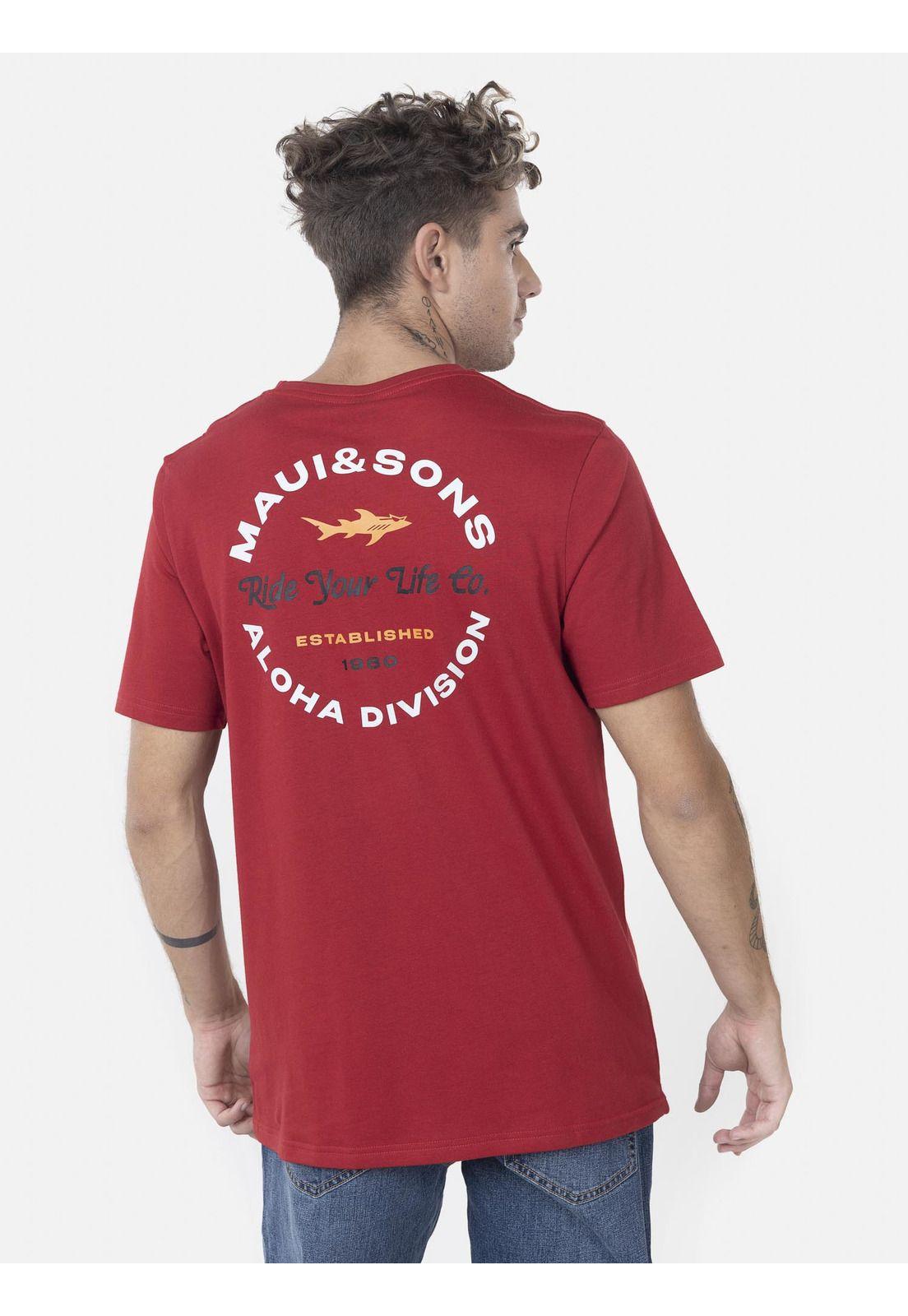 Polera Hombre ALOHA DIVISION SS TEE Rojo Maui and Sons-1