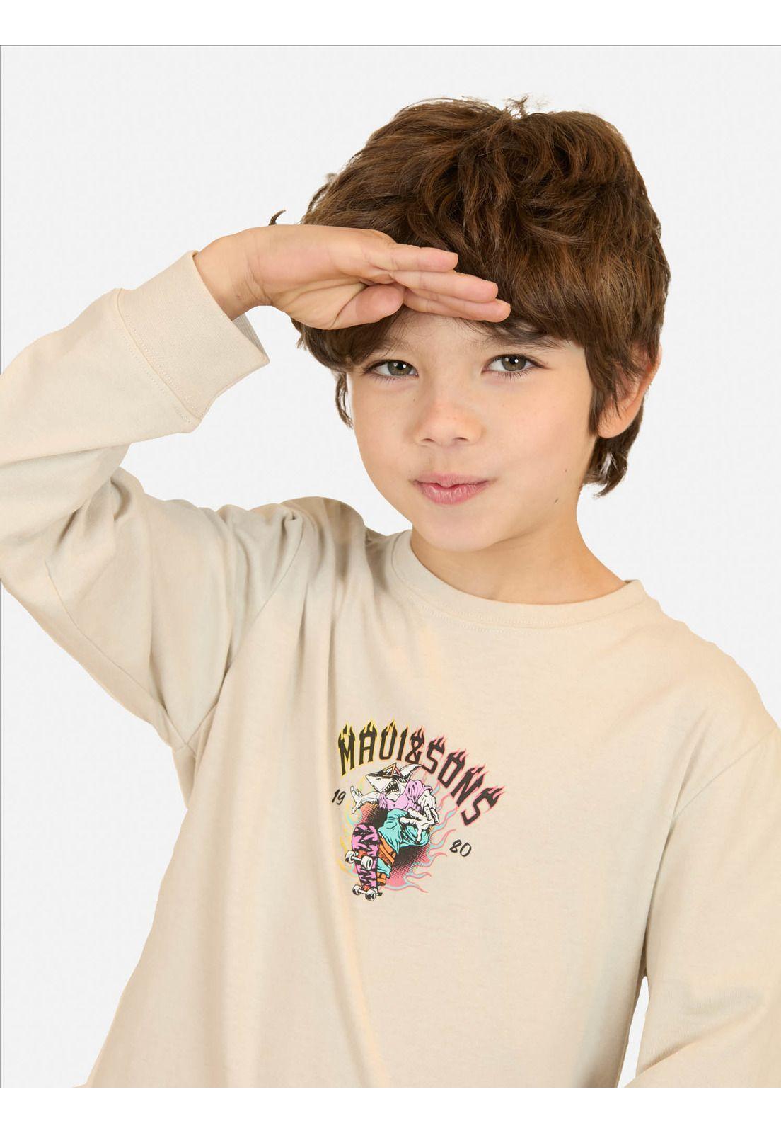 Polera ML Sandstorm Blanco Infantil Maui And Sons-2