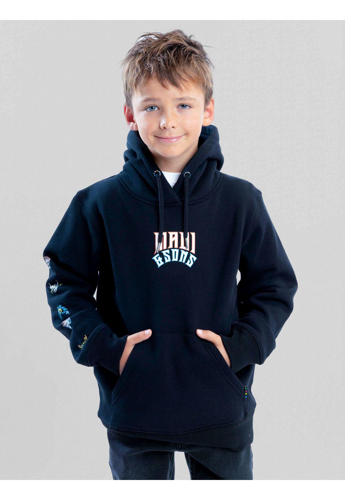 Poleron Canguro Seapath Negro Infantil Maui And Sons-0