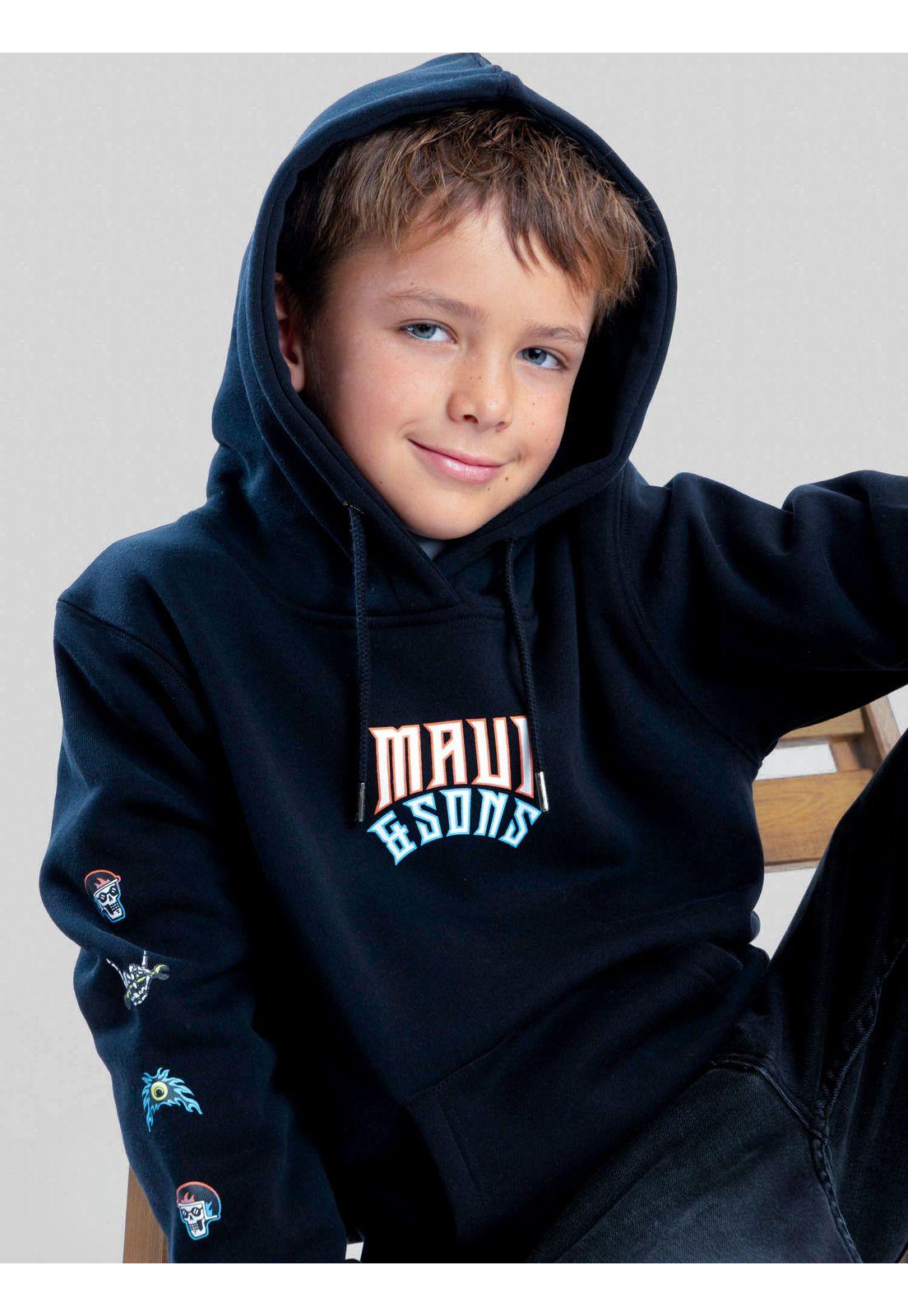 Poleron Canguro Seapath Negro Infantil Maui And Sons-5