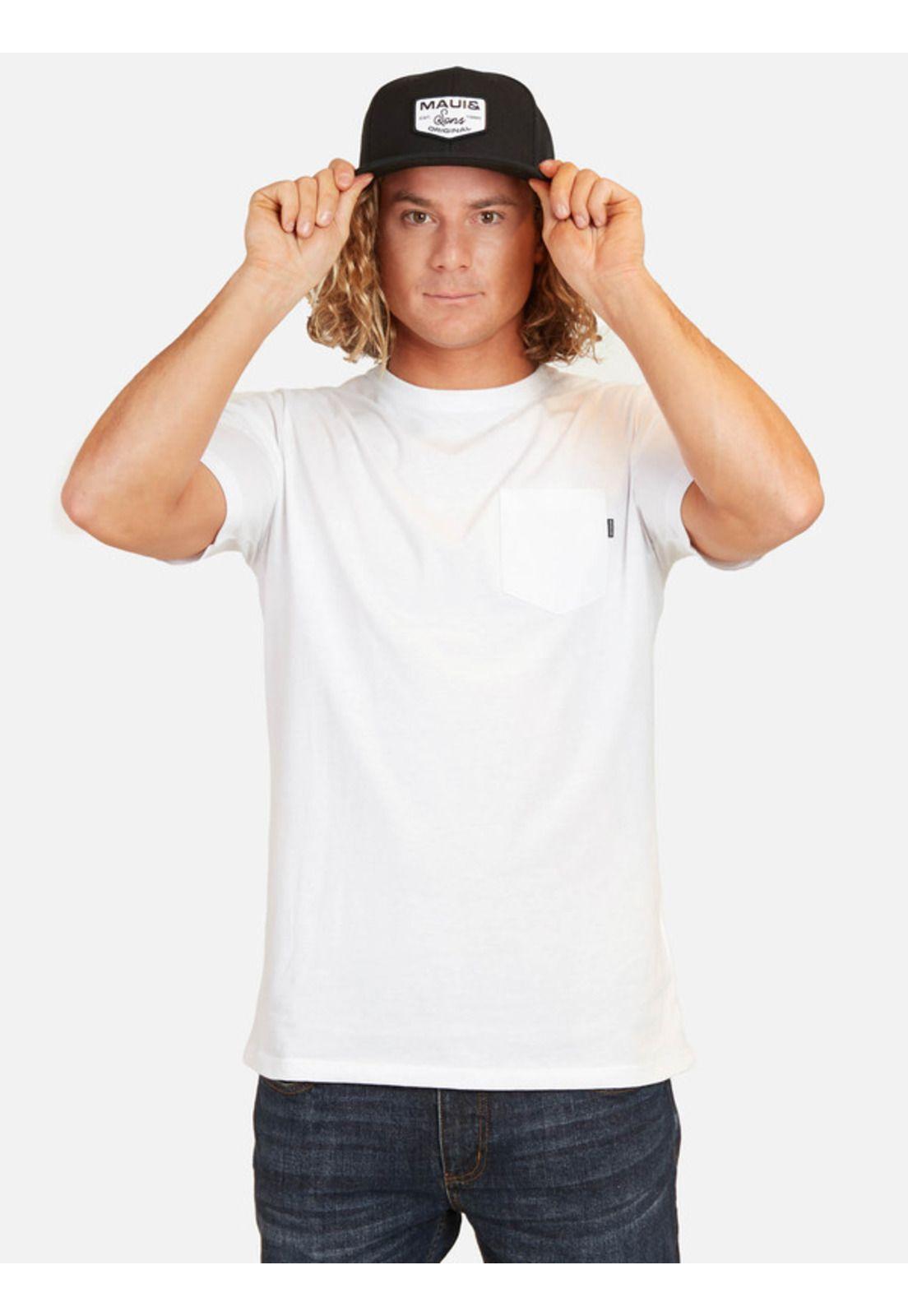 Polera Surf Pocket Basic Ss Tee Hombre Blanco Maui And Sons-0
