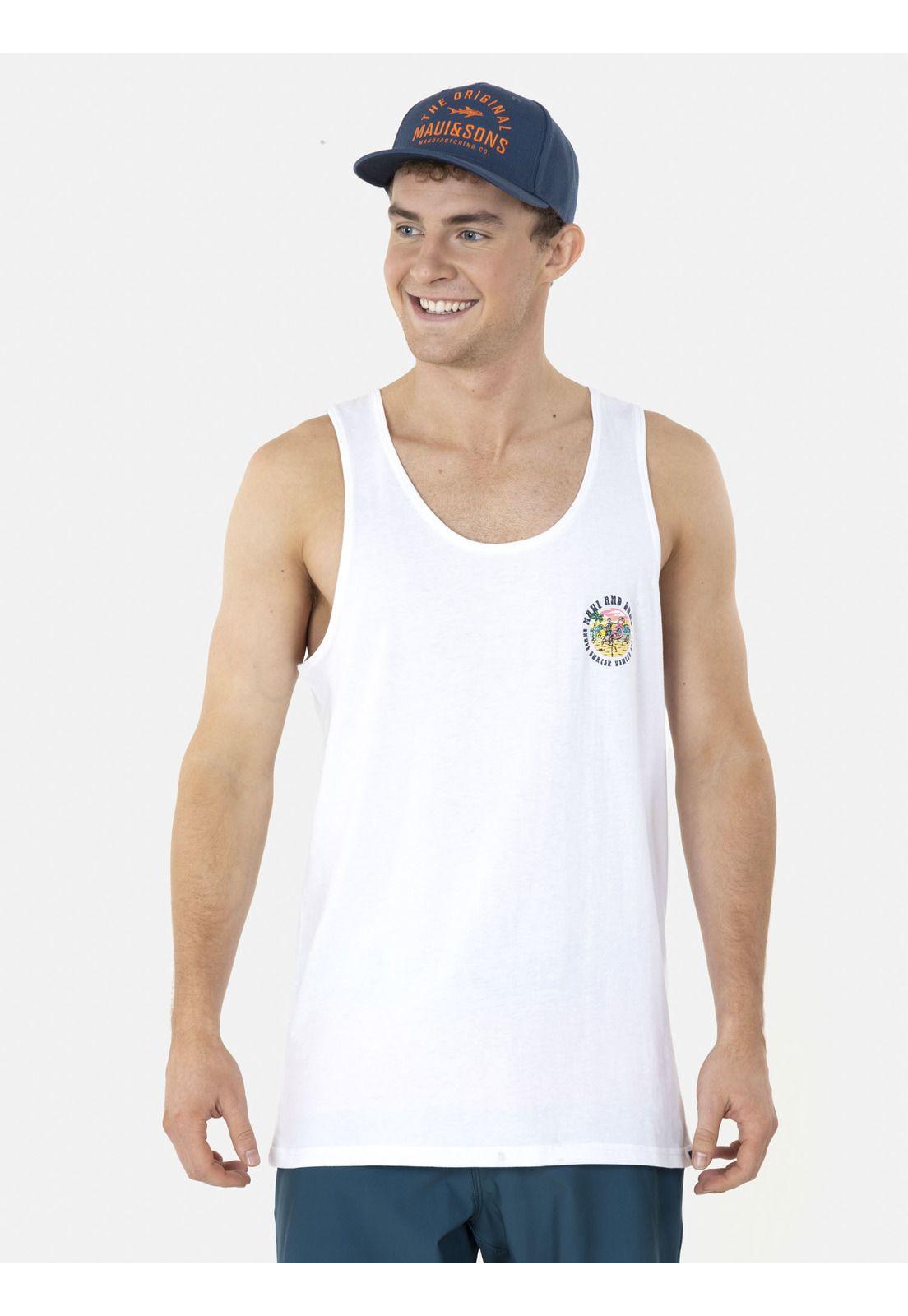 Polera SM FLAMINGO /SKULL Hombre Blanco Maui and Sons-0