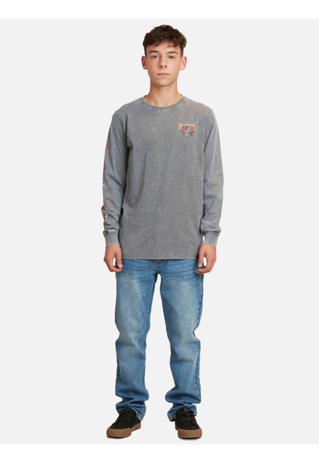 Polera Punk Psychedelic Surf Juvenil Hombre Gris Maui And Sons-3