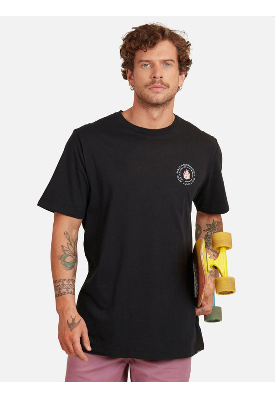 Polera Huntington California Tees Organic Hombre Negro Maui And Sons-0