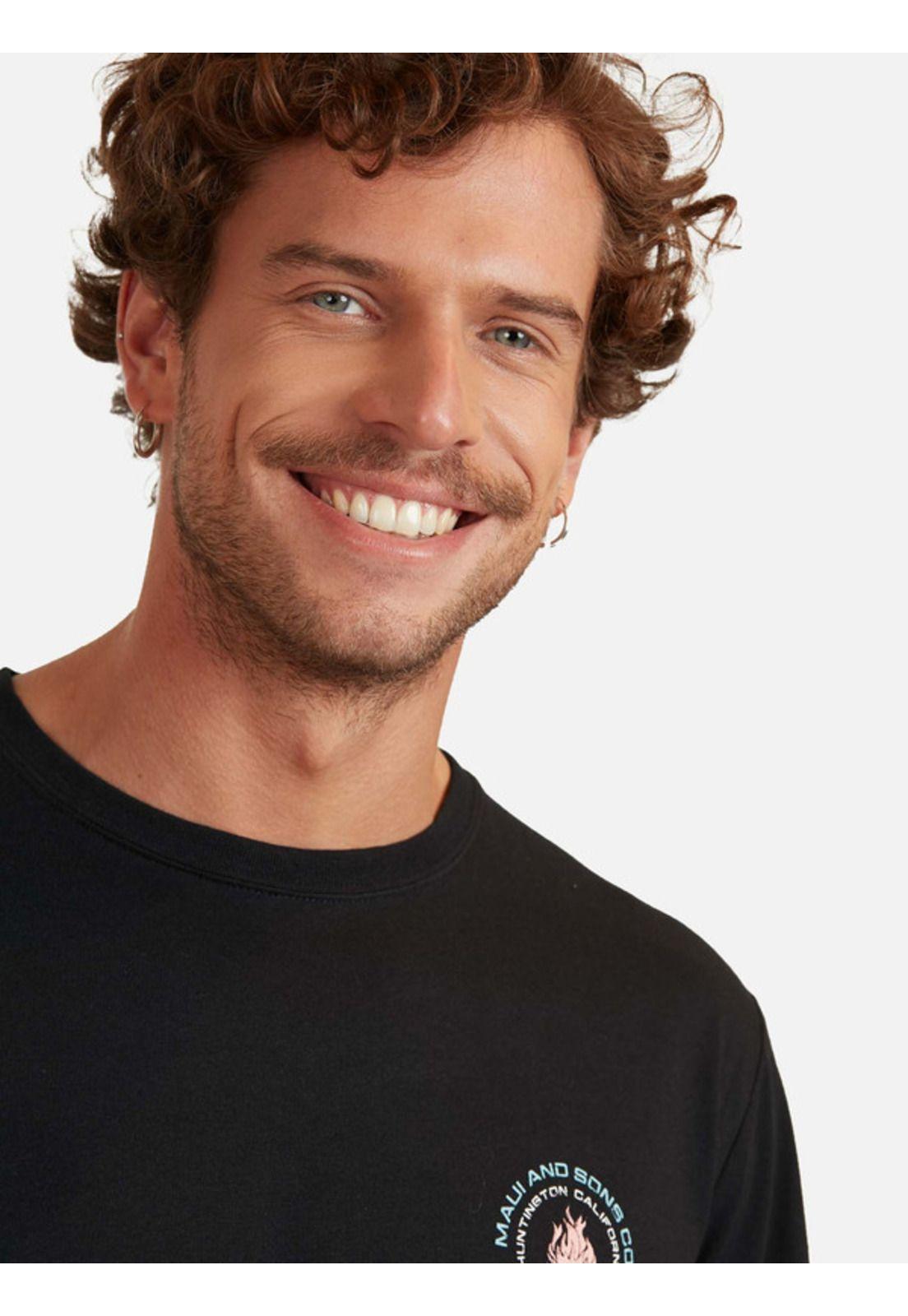 Polera Huntington California Tees Organic Hombre Negro Maui And Sons-2