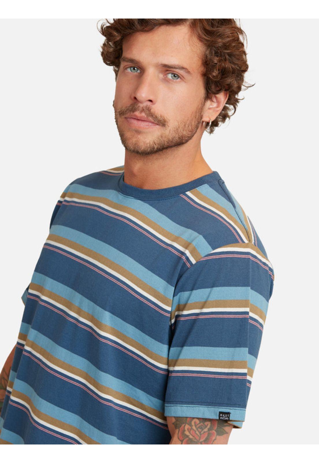 Polera Striped Drop Block Process Tee Hombre Multicolor Maui And Sons-2