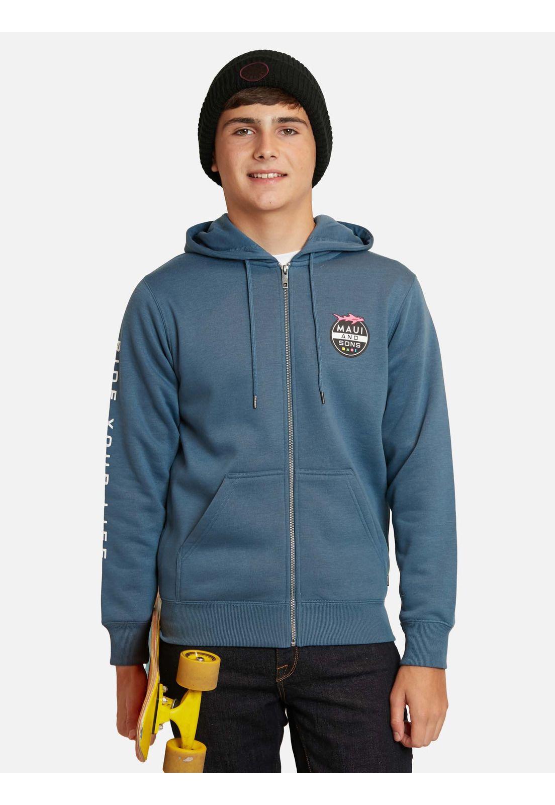 Poleron Pull Over Shark Azul Juvenil Maui And Sons-0
