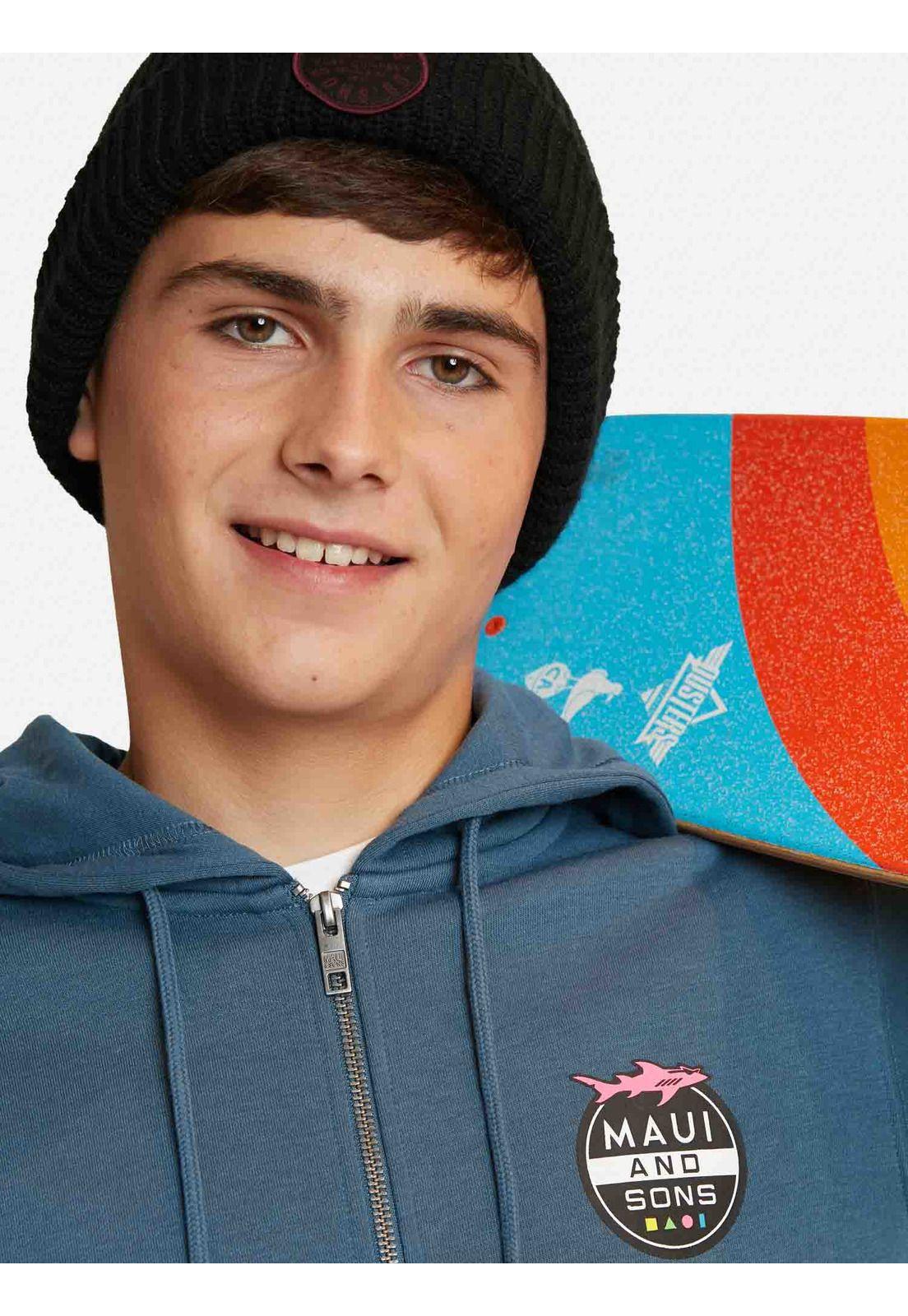 Poleron Pull Over Shark Azul Juvenil Maui And Sons-2