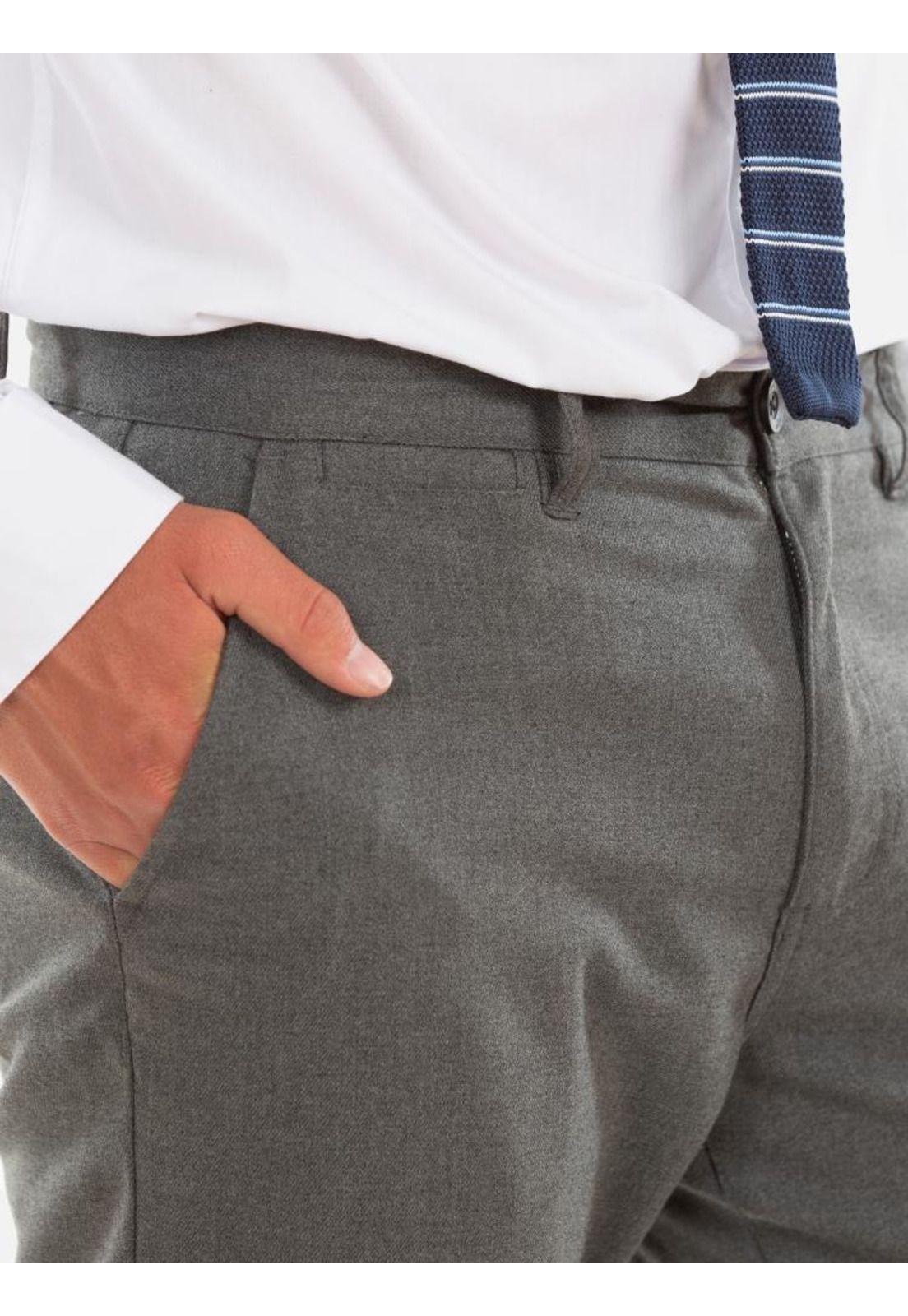 Pantalon Escolar Skinny Pretina Elasticada Hombre Gris Maui and Sons-3