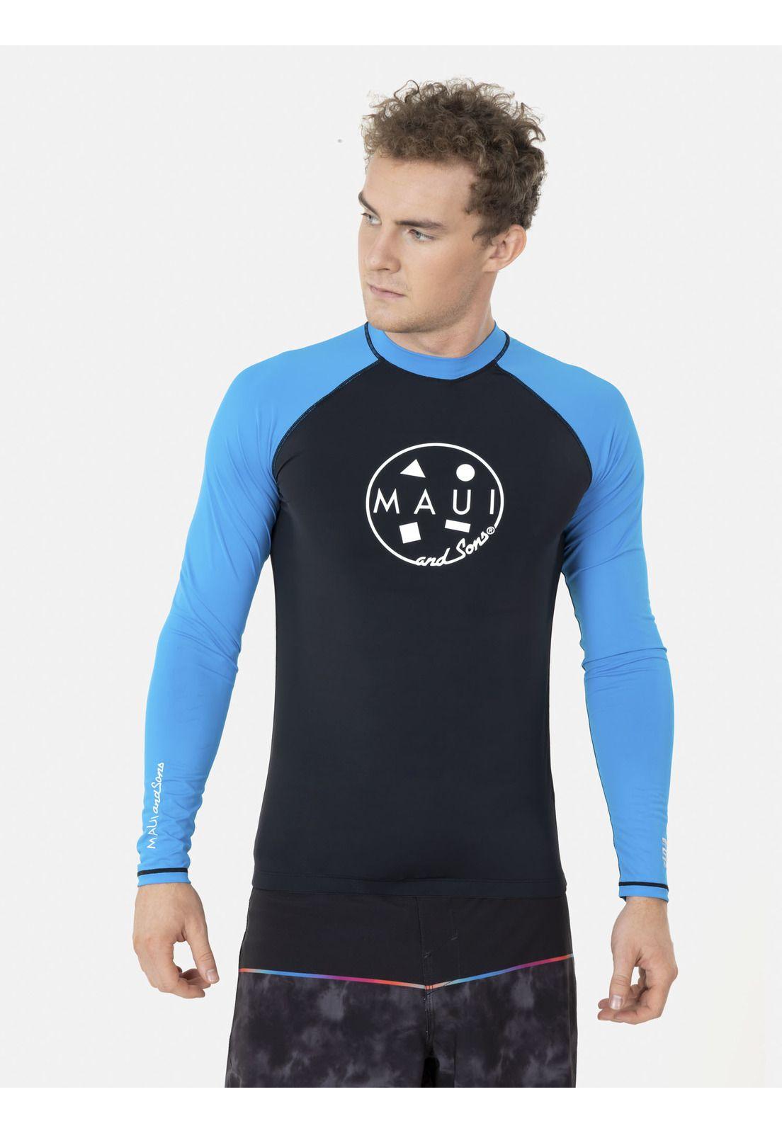 Polera CLASSIC UVP LS Hombre Azul Maui and Sons-0