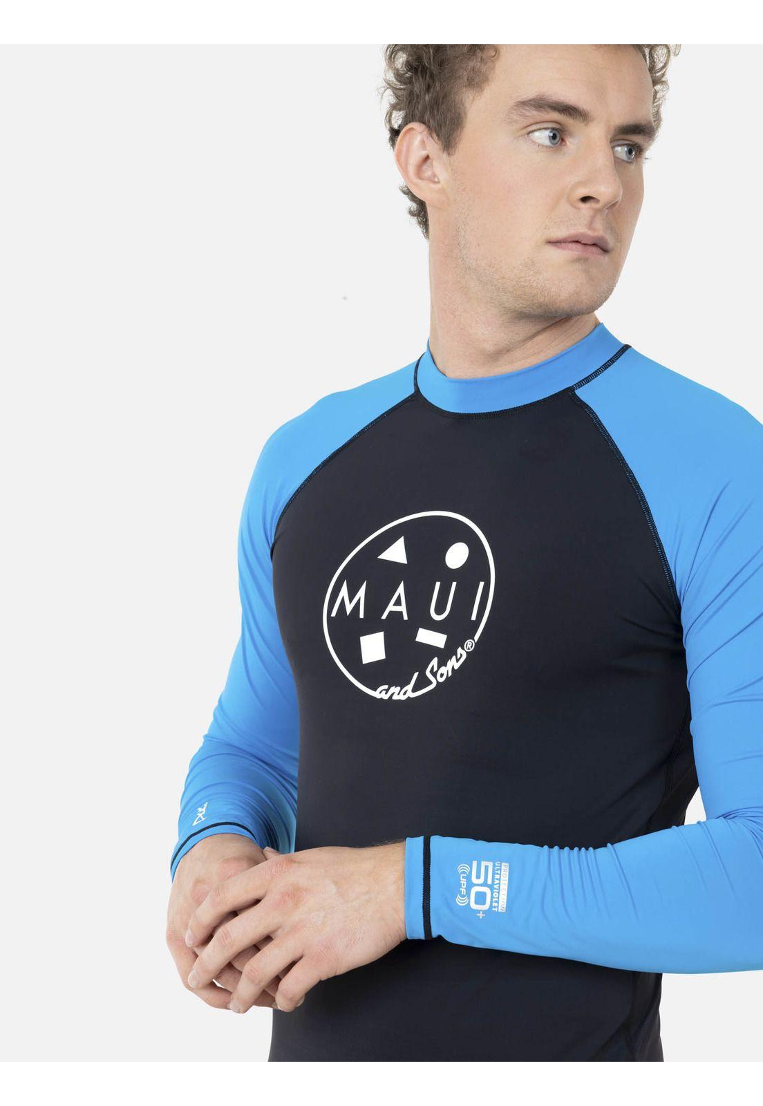 Polera CLASSIC UVP LS Hombre Azul Maui and Sons-2