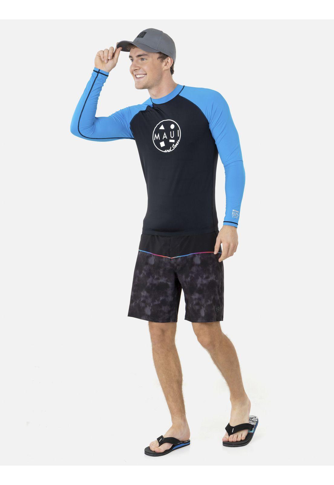 Polera CLASSIC UVP LS Hombre Azul Maui and Sons-3