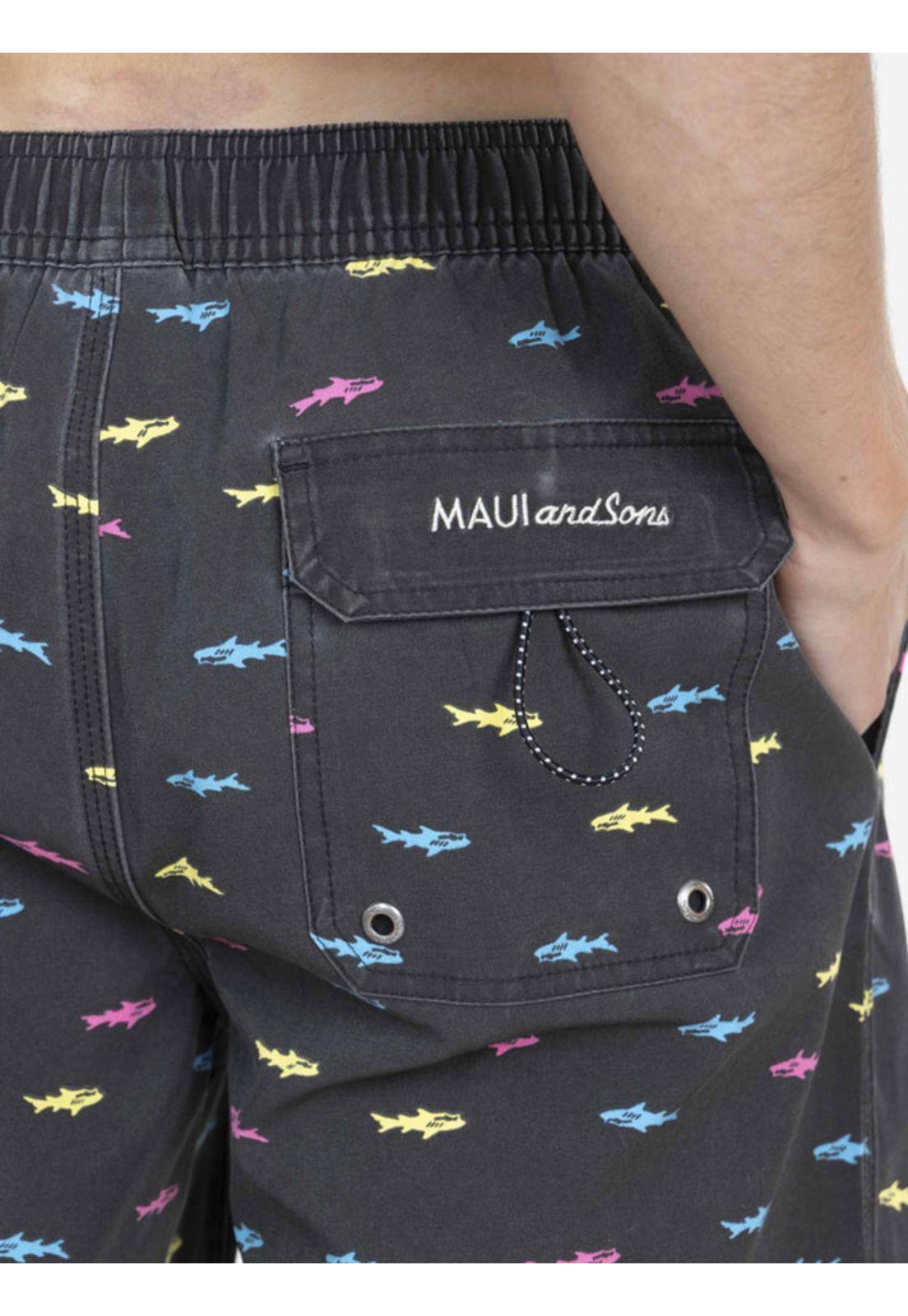 Traje de Baño Stretch SHARK VINTAGE ELASTIC WAIST  Juvenil Hombre Multicolor Maui and sons-2