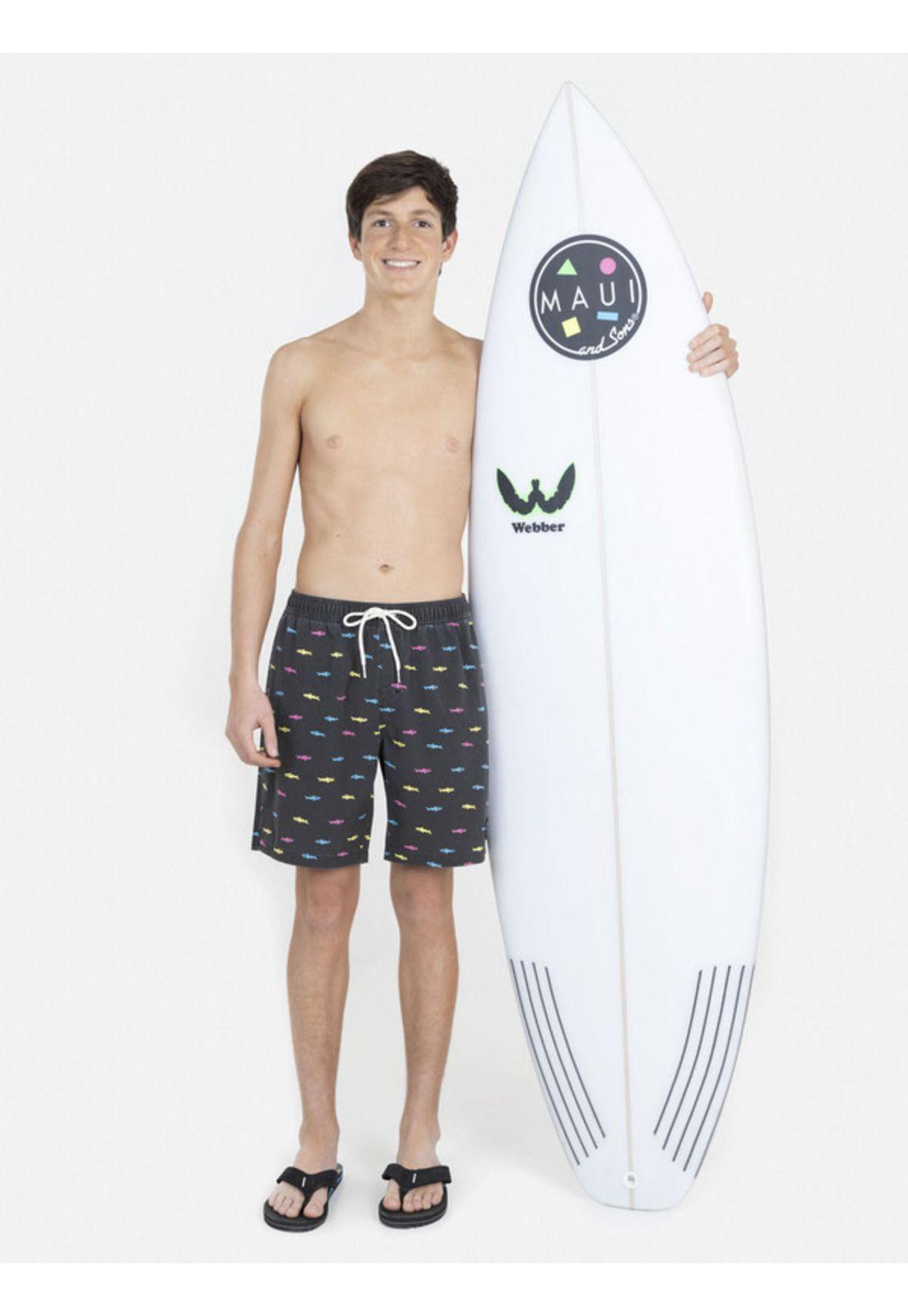 Traje de Baño Stretch SHARK VINTAGE ELASTIC WAIST  Juvenil Hombre Multicolor Maui and sons-3