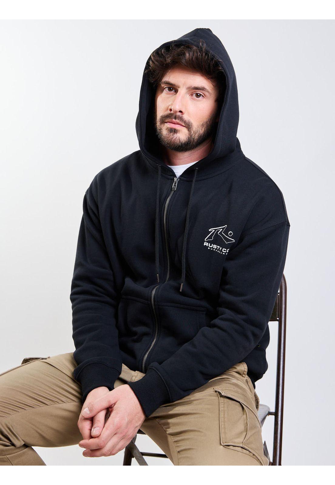 Poleron FZ Cyco Natural Co Zip Negro Hombre Rusty-6