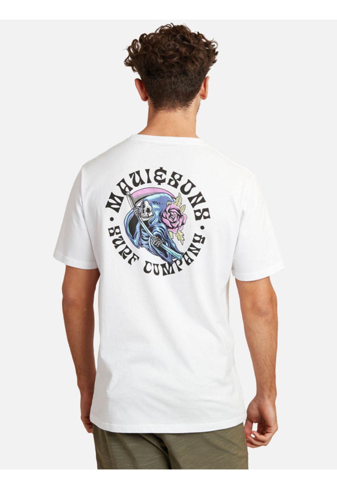 Polera Surf Company Kalaka Flowers Tees Organic Hombre Blanco Maui And Sons-1