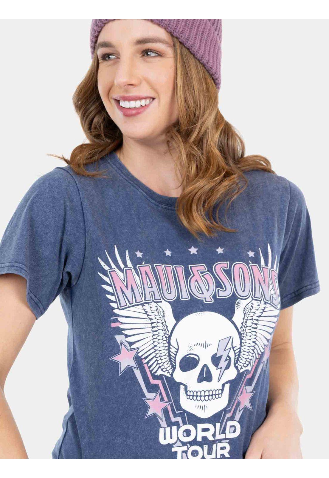 Polera Rock Tour T-Shirt Azul Mujer Maui And Sons-2