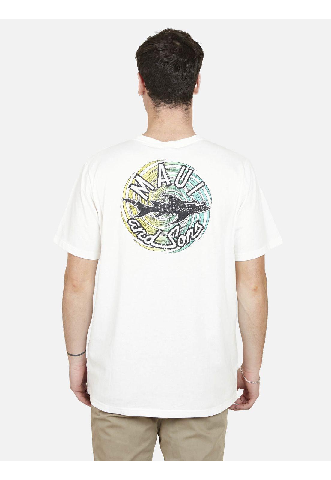 Polera SWIRL SHARK Hombre Blanco Maui and Sons-1