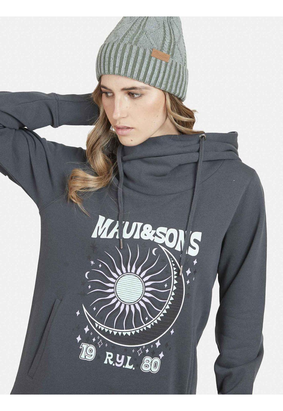 Poleron HOODIE RYL FLOWERS Mujer Gris Maui and Sons-2