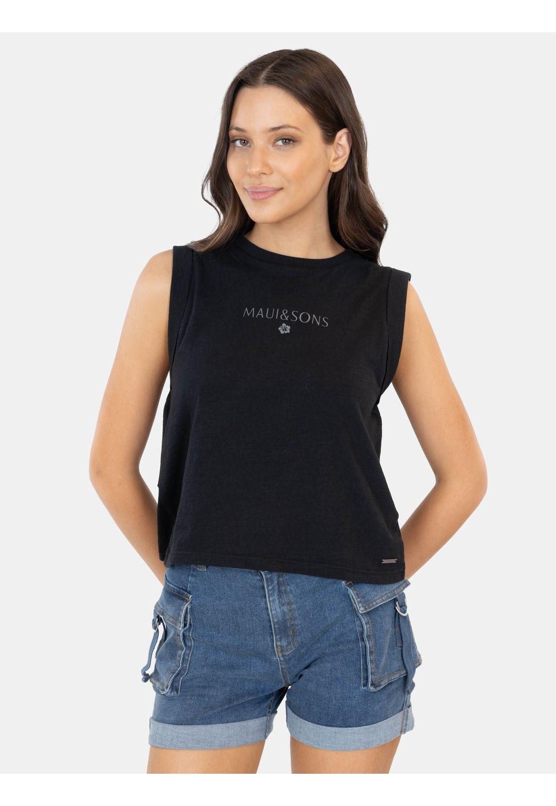 Polera SM Kuni Negro Mujer Maui And Sons-0