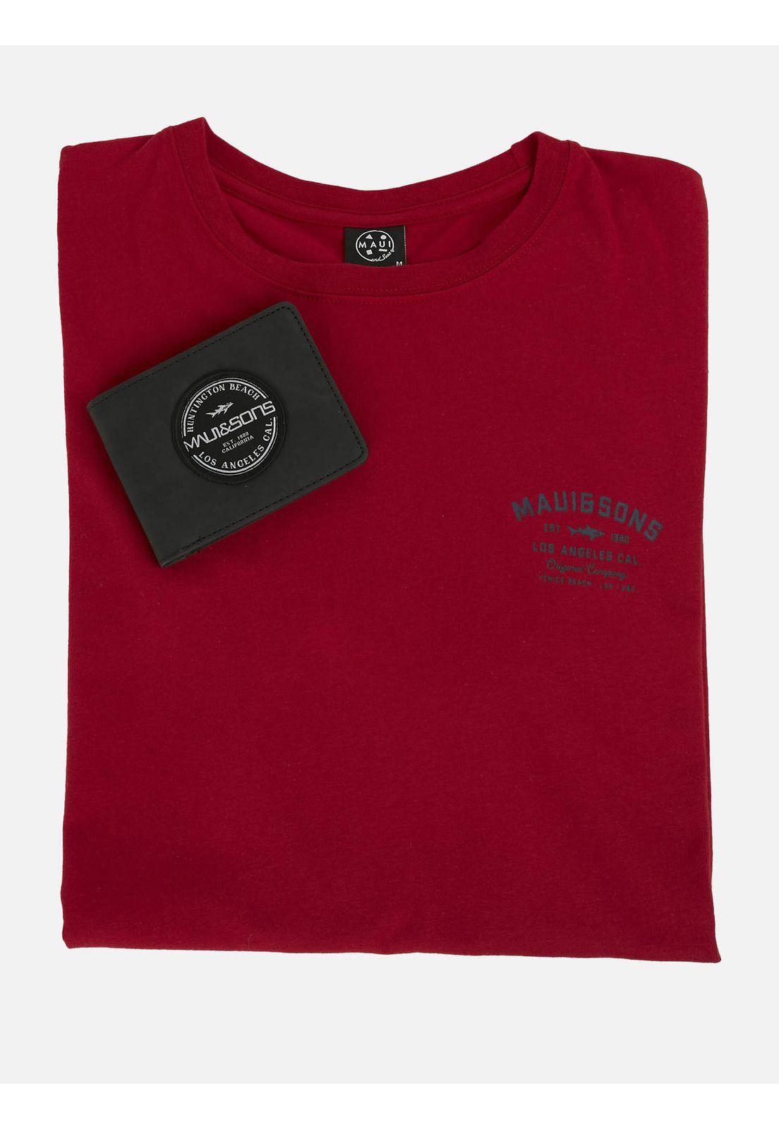 Pack Polera Billetera 5AV1556 Hombre Rojo Maui and Sons-2