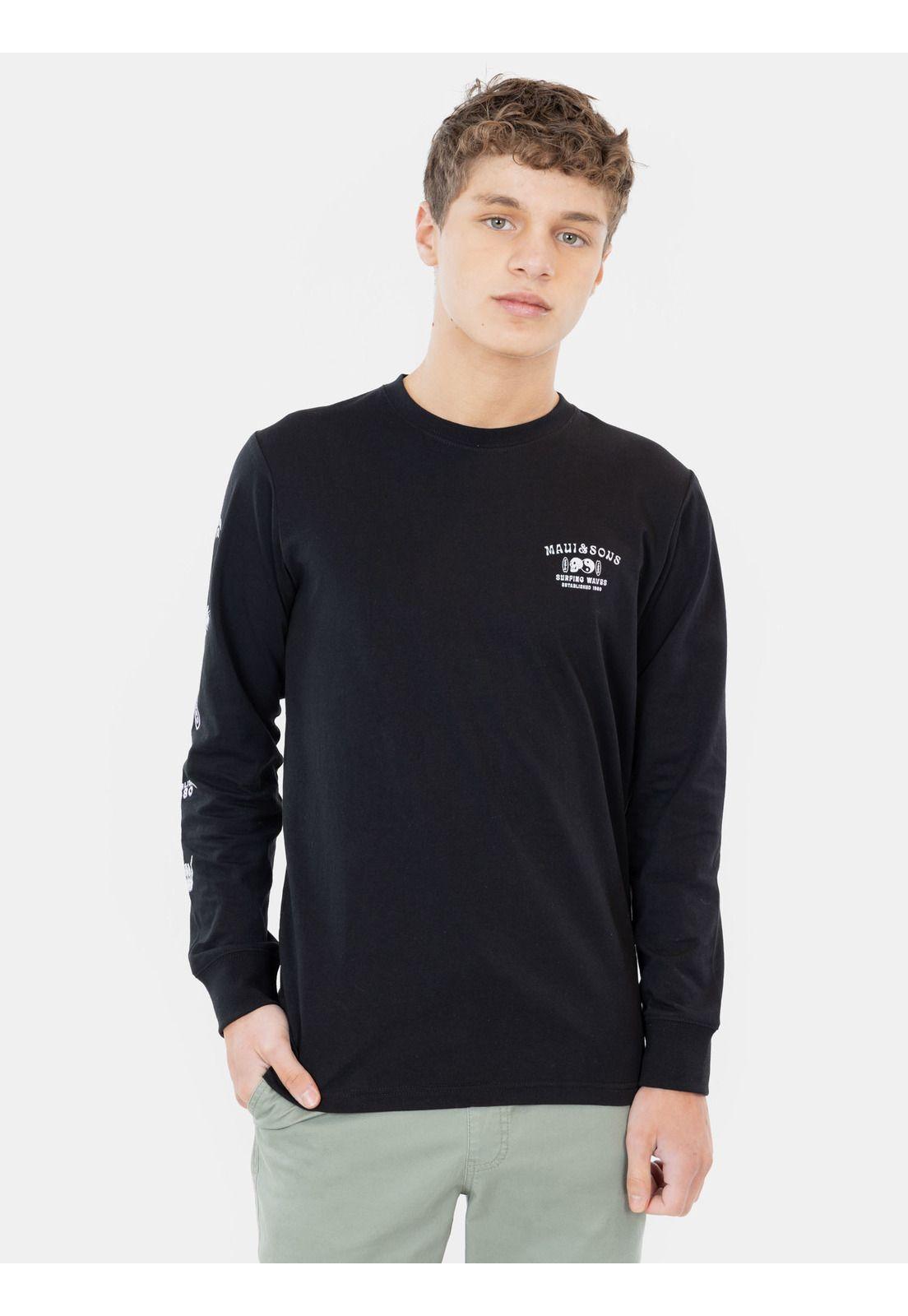 Polera ML Balane Negro Infantil Maui And Sons-0