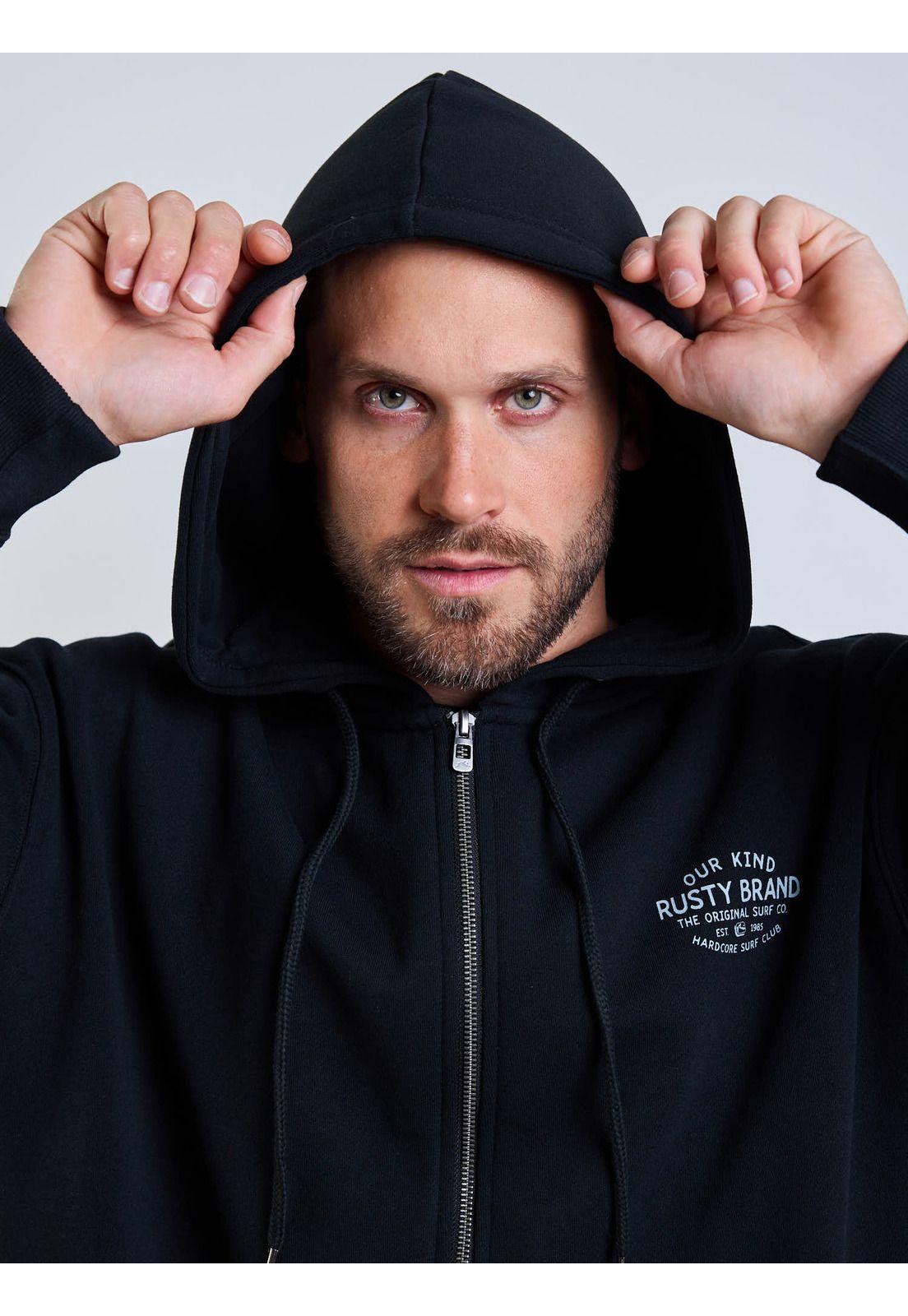 Poleron FZ Hxc Surf Club Zip Negro Hombre Rusty-4