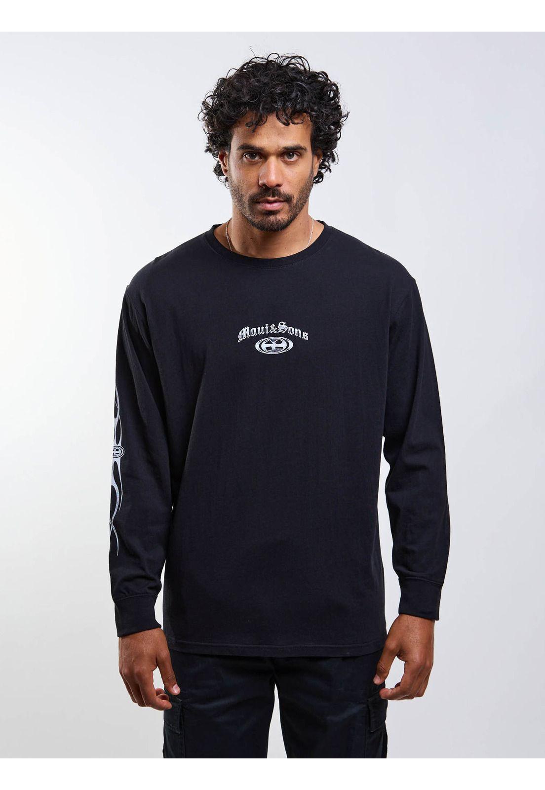 Polera ML Old Tee Negro Hombre Maui And Sons-4