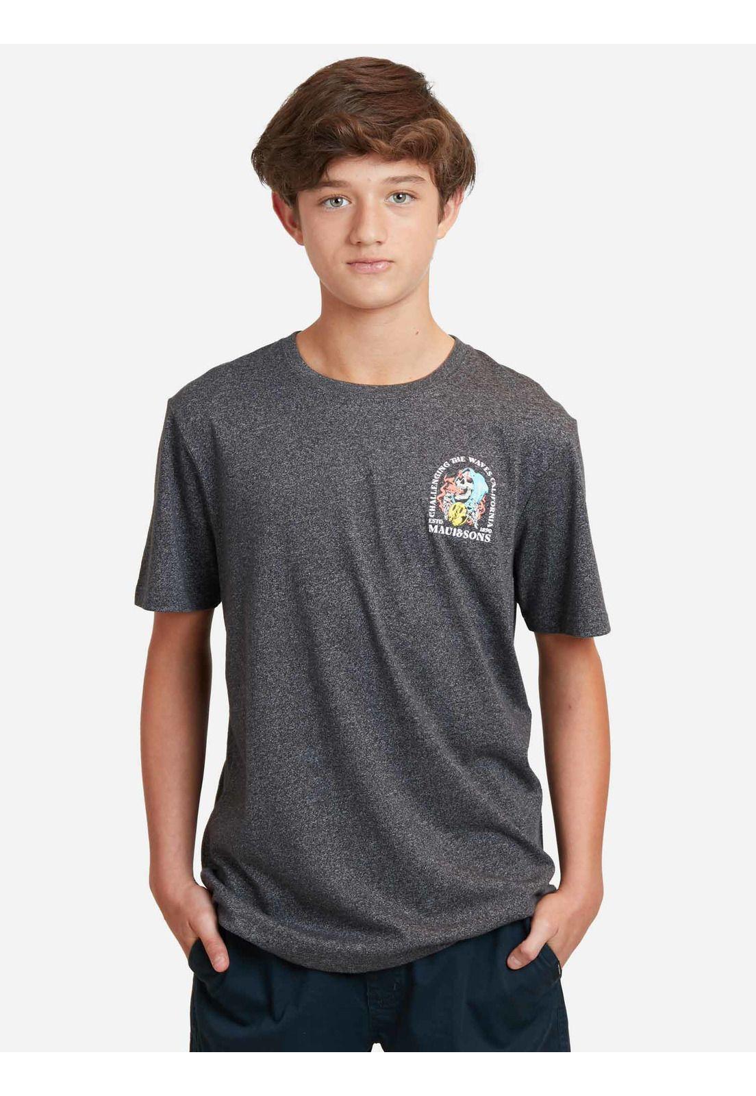 Polera Challenging The Waves California Juvenil Hombre Negro Maui And Sons-0