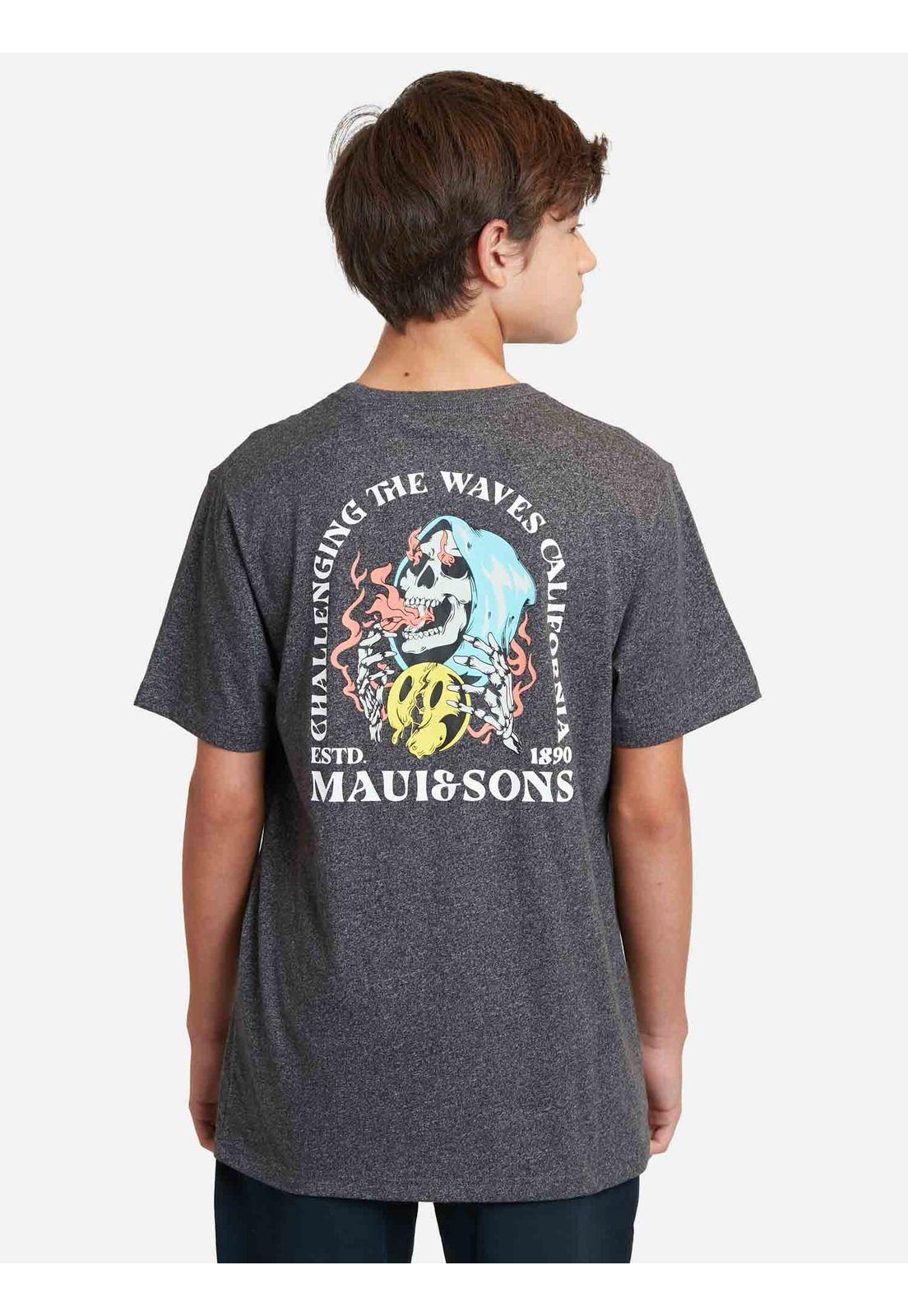 Polera Challenging The Waves California Juvenil Hombre Negro Maui And Sons-3