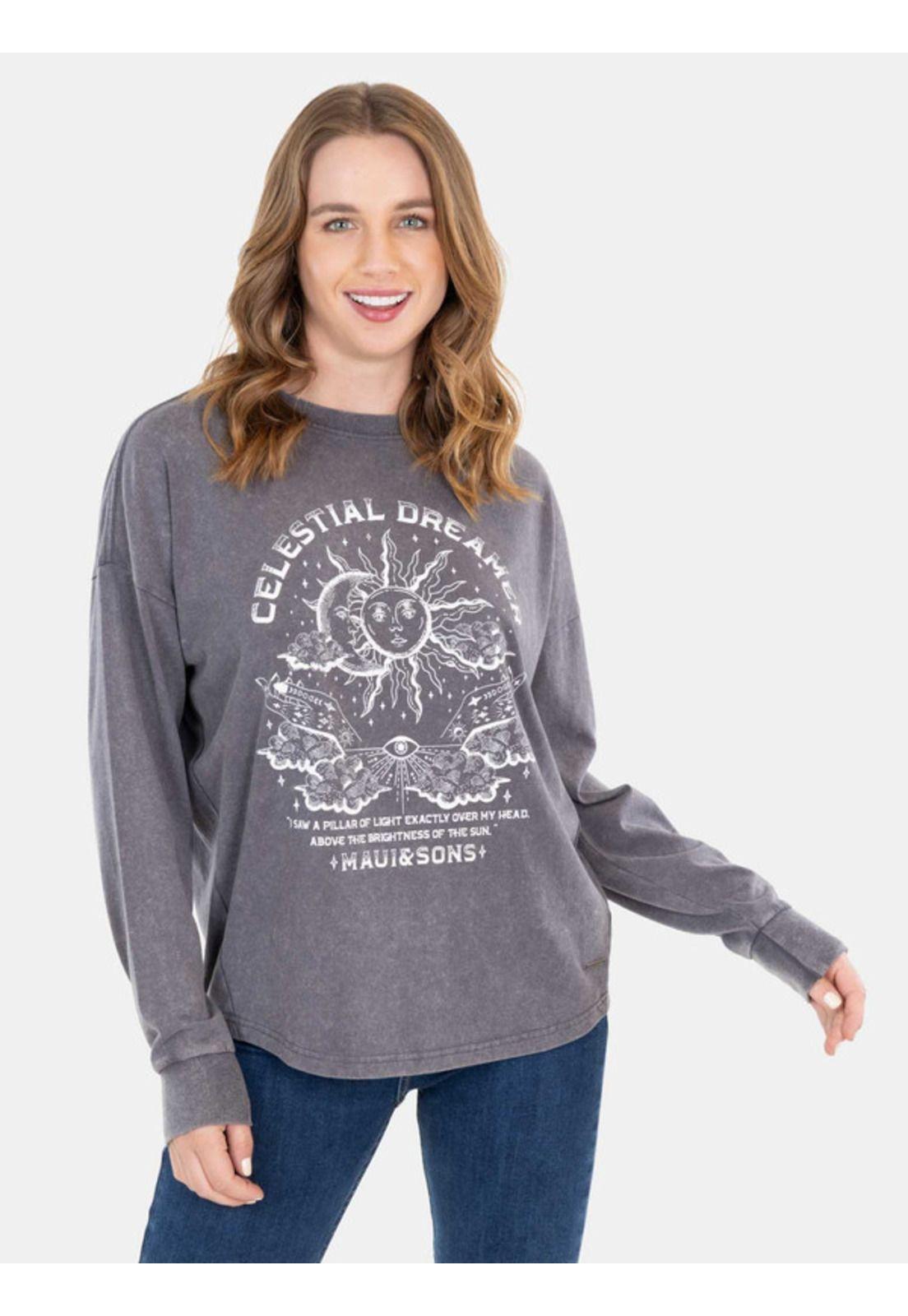 Polera Rainbow T-Shirt Gris Mujer Maui And Sons-0