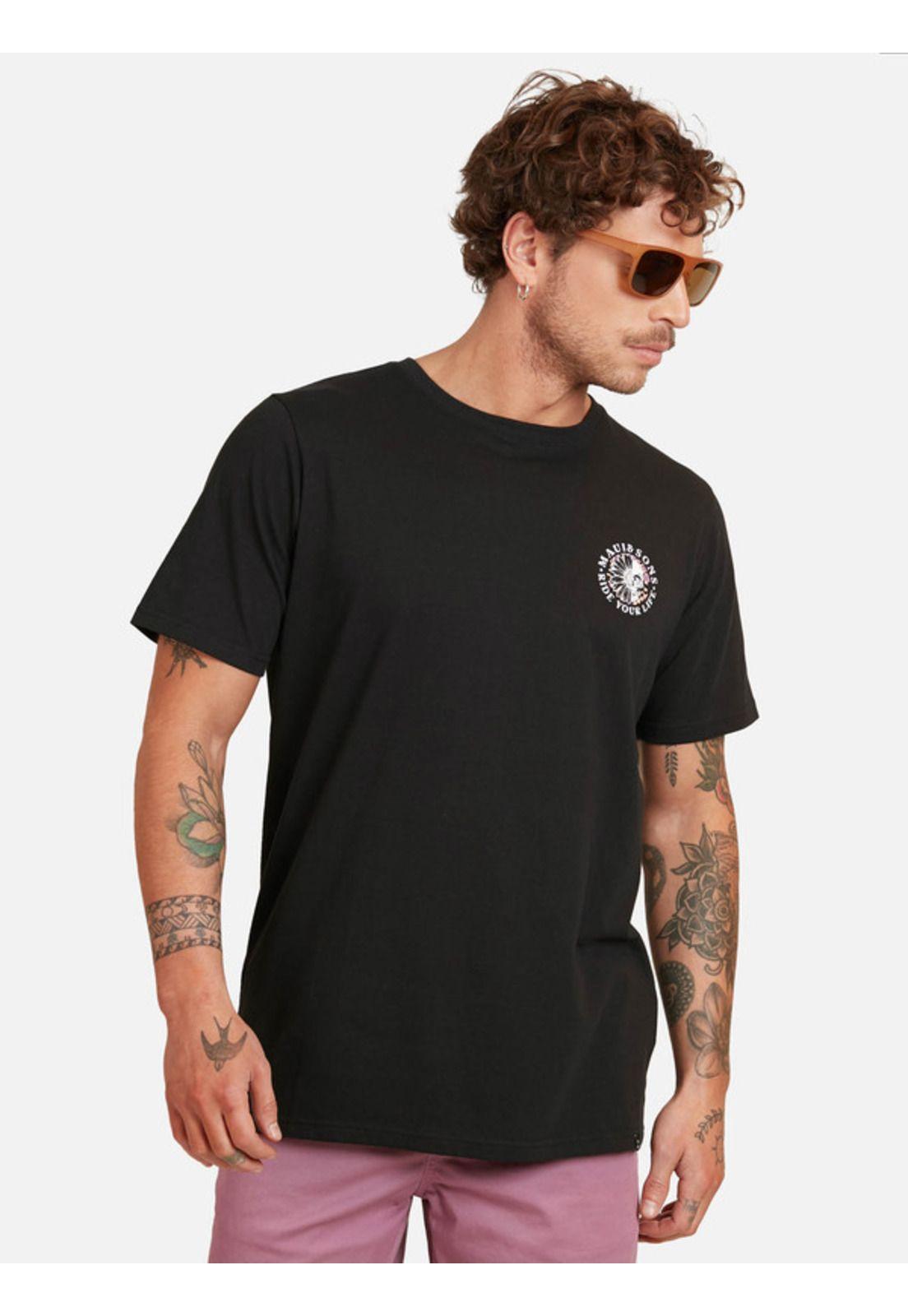 Polera Azy Skull Hombre Negro Maui And Sons-0