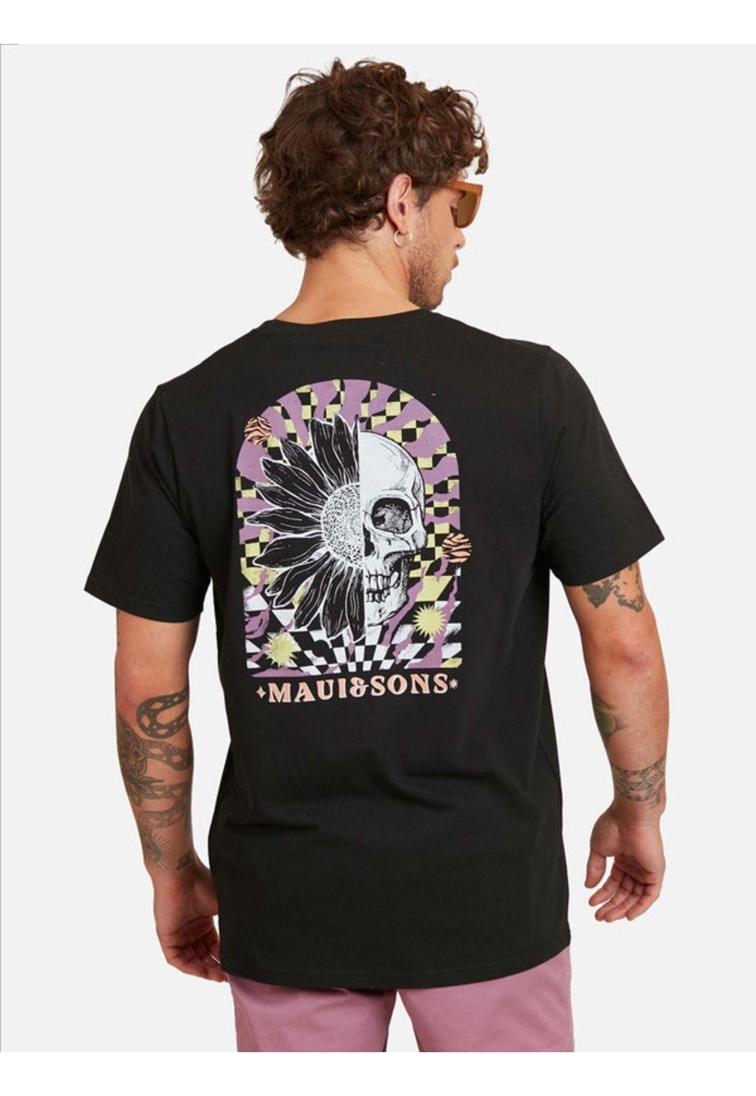 Polera Azy Skull Hombre Negro Maui And Sons-1