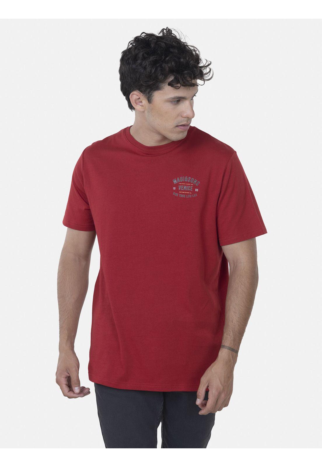 Polera Hombre OCEAN AV. TEE Rojo Maui and Sons-0