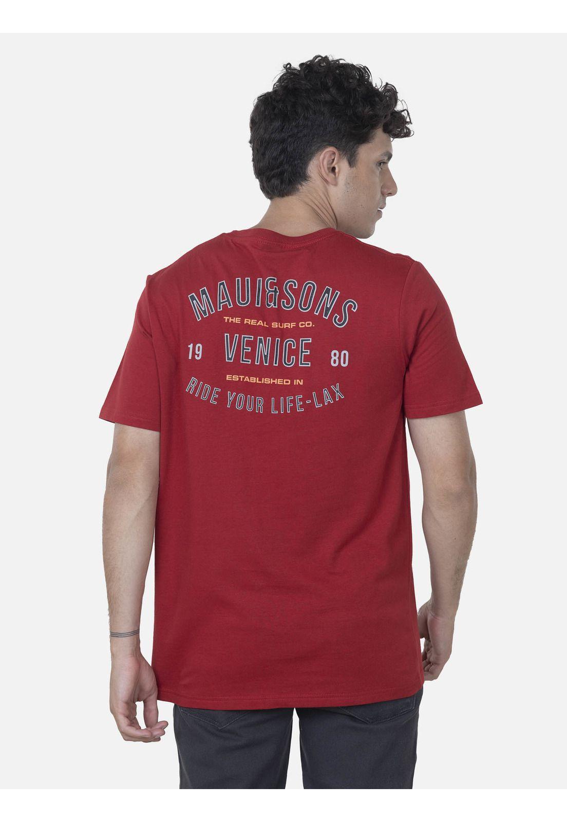 Polera Hombre OCEAN AV. TEE Rojo Maui and Sons-1