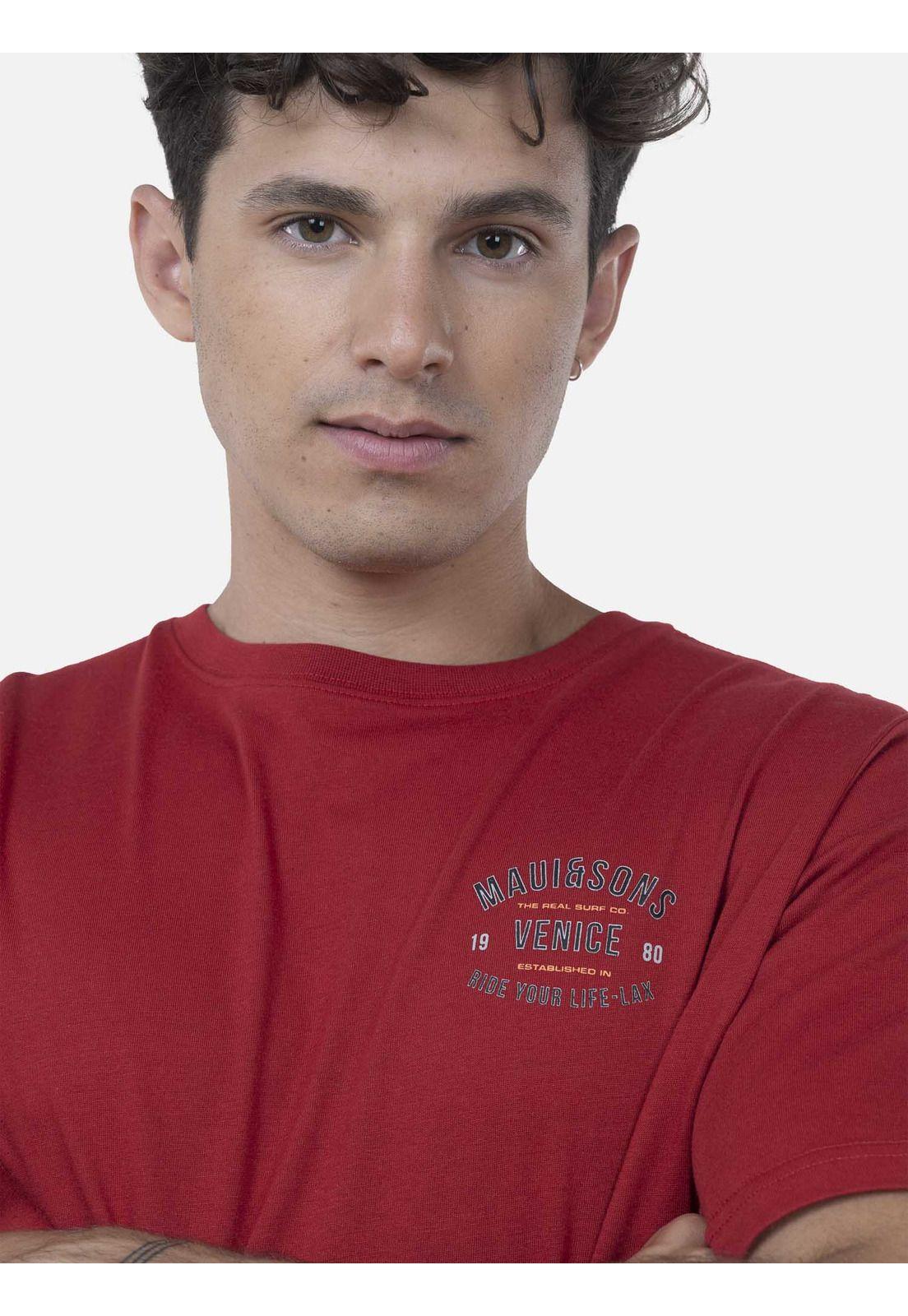 Polera Hombre OCEAN AV. TEE Rojo Maui and Sons-2