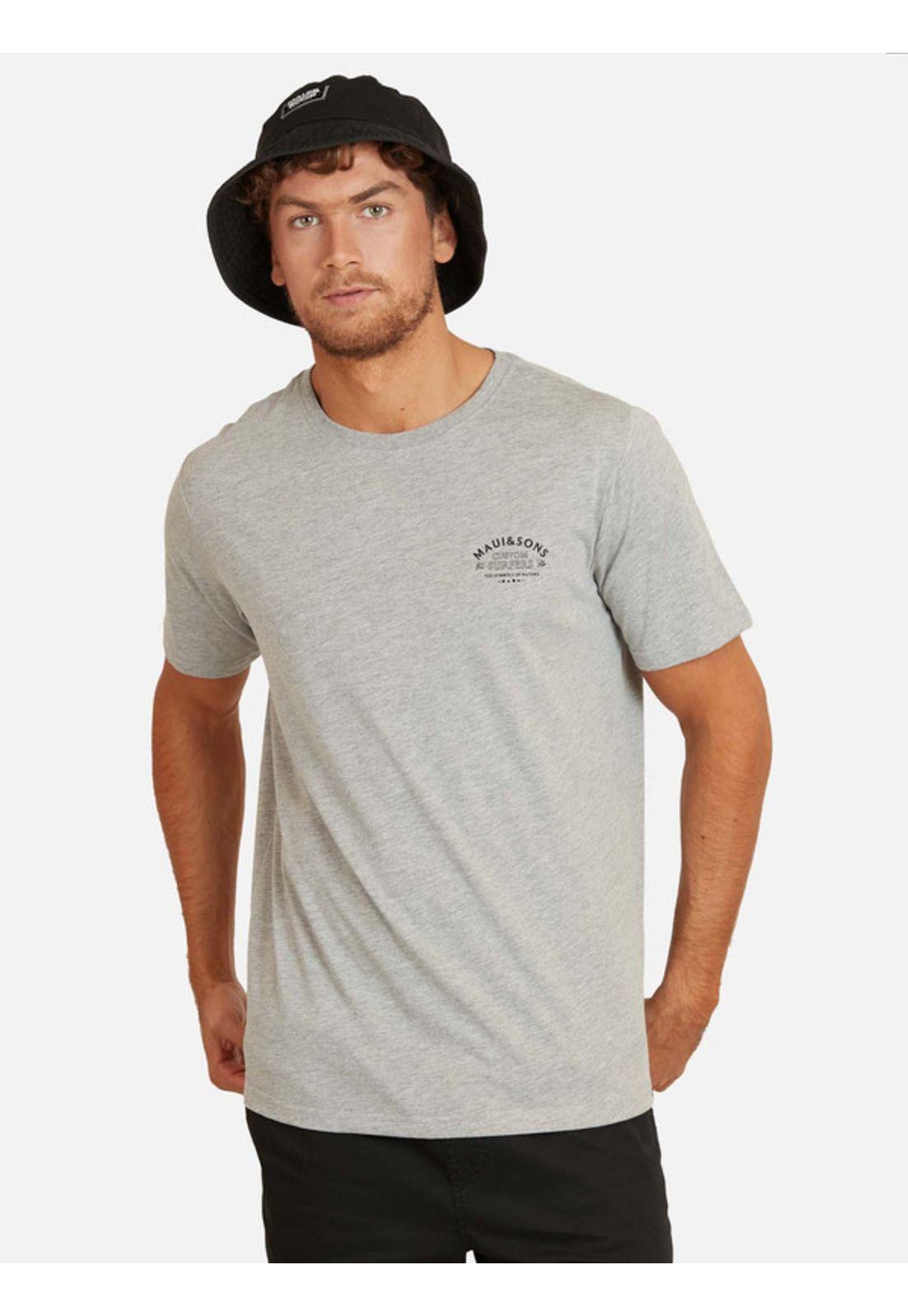 Polera Custom Surfers Ss Tee Hombre Gris Maui And Sons-0