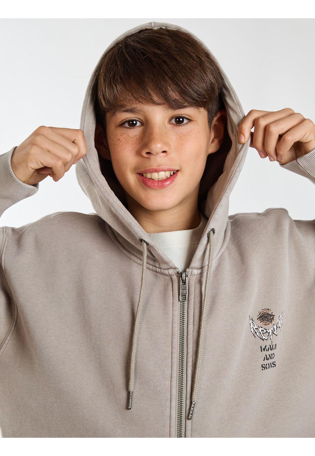 Poleron FZ Wave Beige Infantil Maui and Sons-4