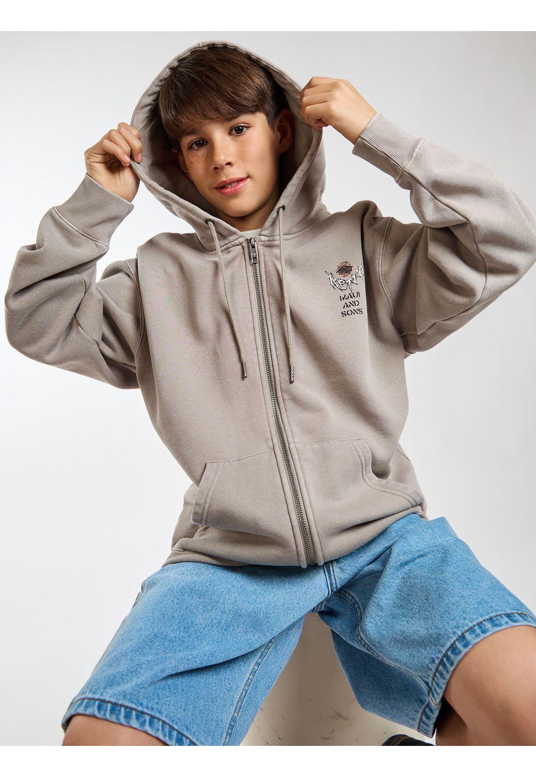 Poleron FZ Wave Beige Infantil Maui and Sons-6