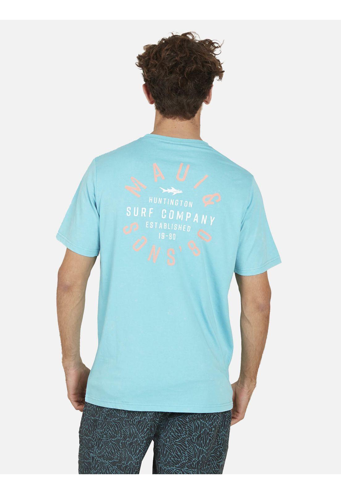 Polera RETRO STAMP DYE Hombre Celeste Maui and Sons-1