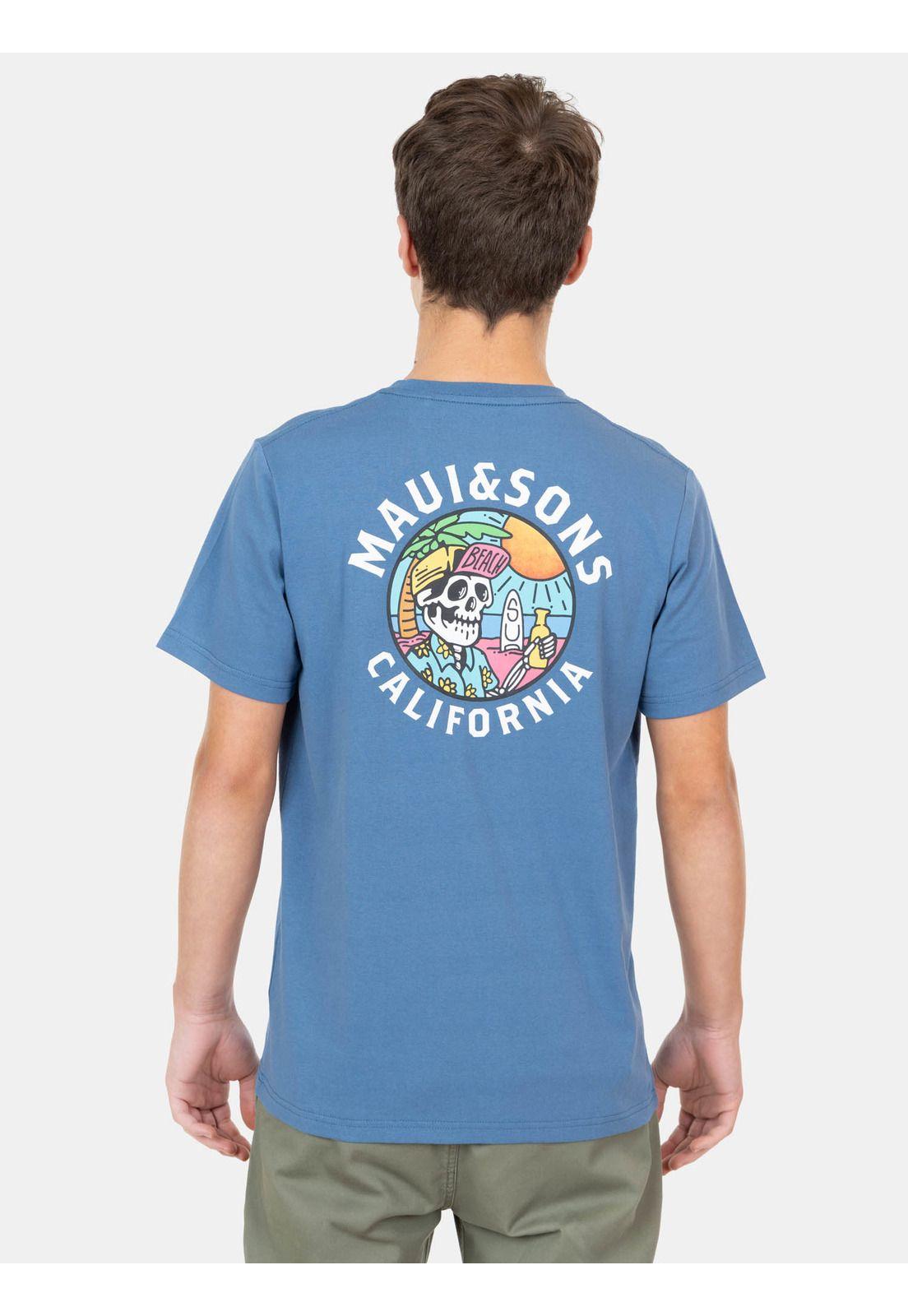 Polera MC Skull On The Beach Azul Infantil Maui And Sons-1