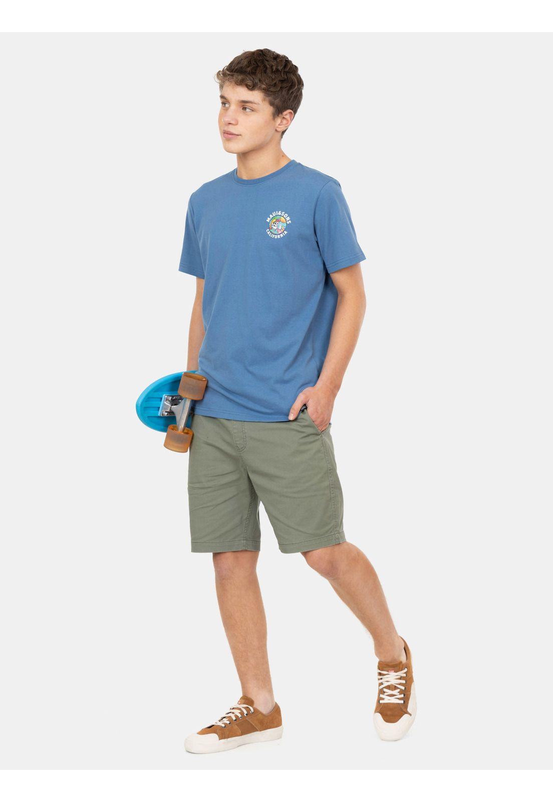 Polera MC Skull On The Beach Azul Infantil Maui And Sons-3