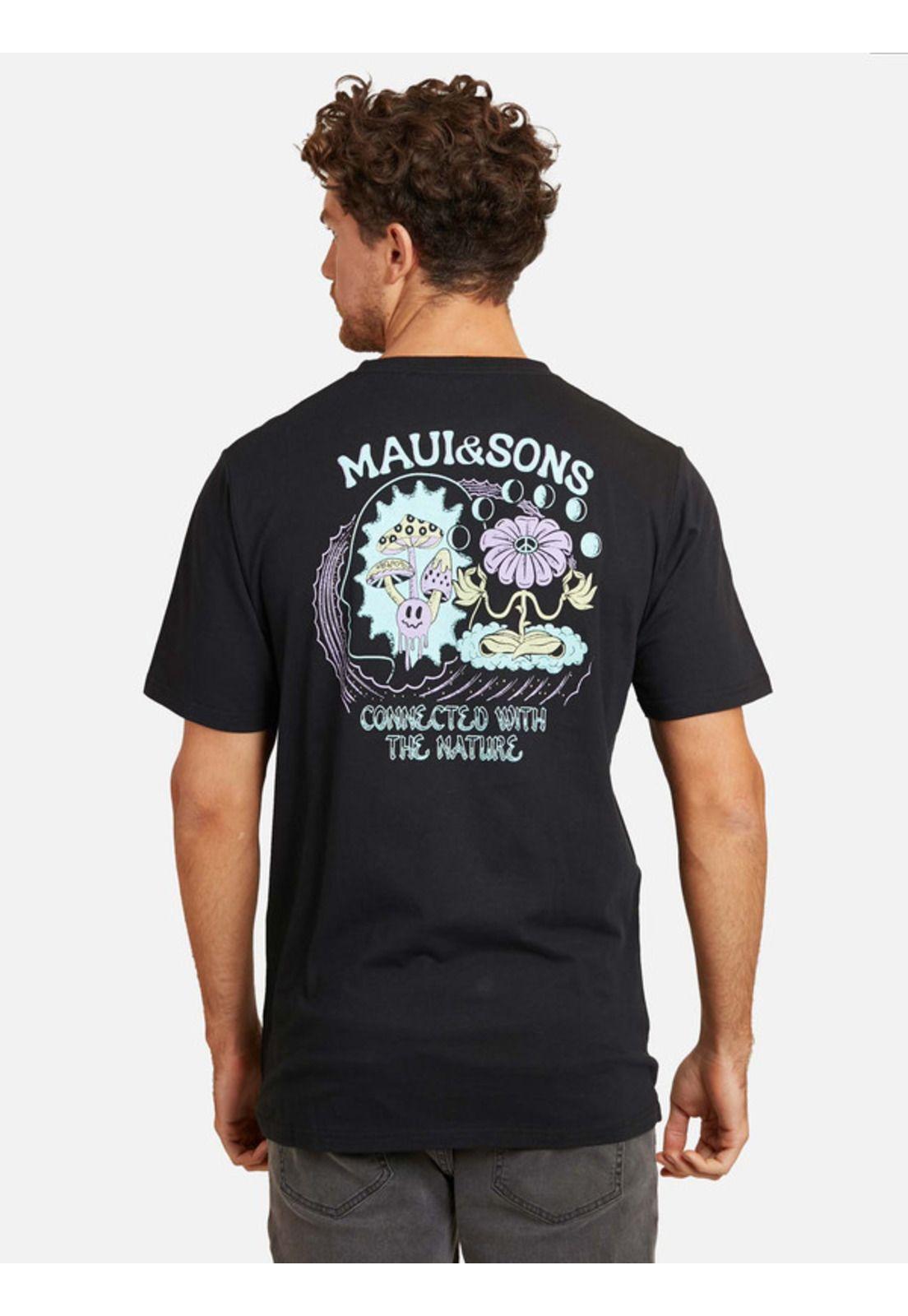 Polera Connected With The Nature Tees Organic Hombre Negro Maui And Sons-1