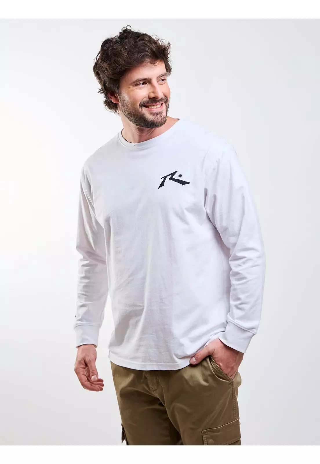 Polera ML R Logo Blanco Hombre Rusty-0