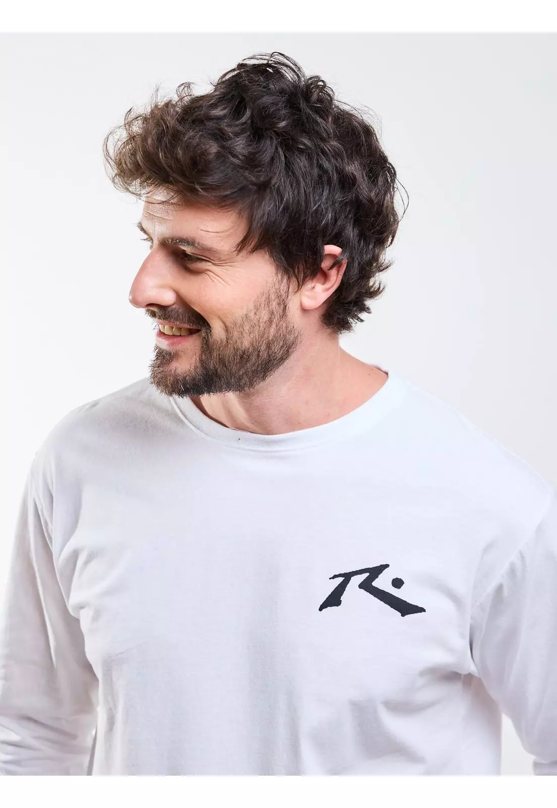 Polera ML R Logo Blanco Hombre Rusty-3