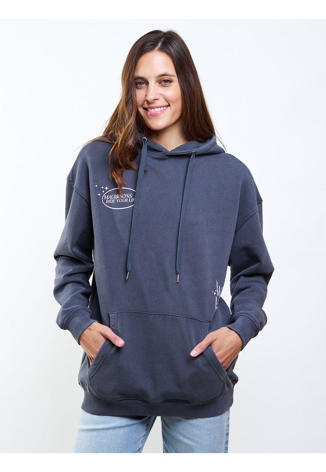 Poleron Canguro Java Gris Mujer Maui And Sons-3